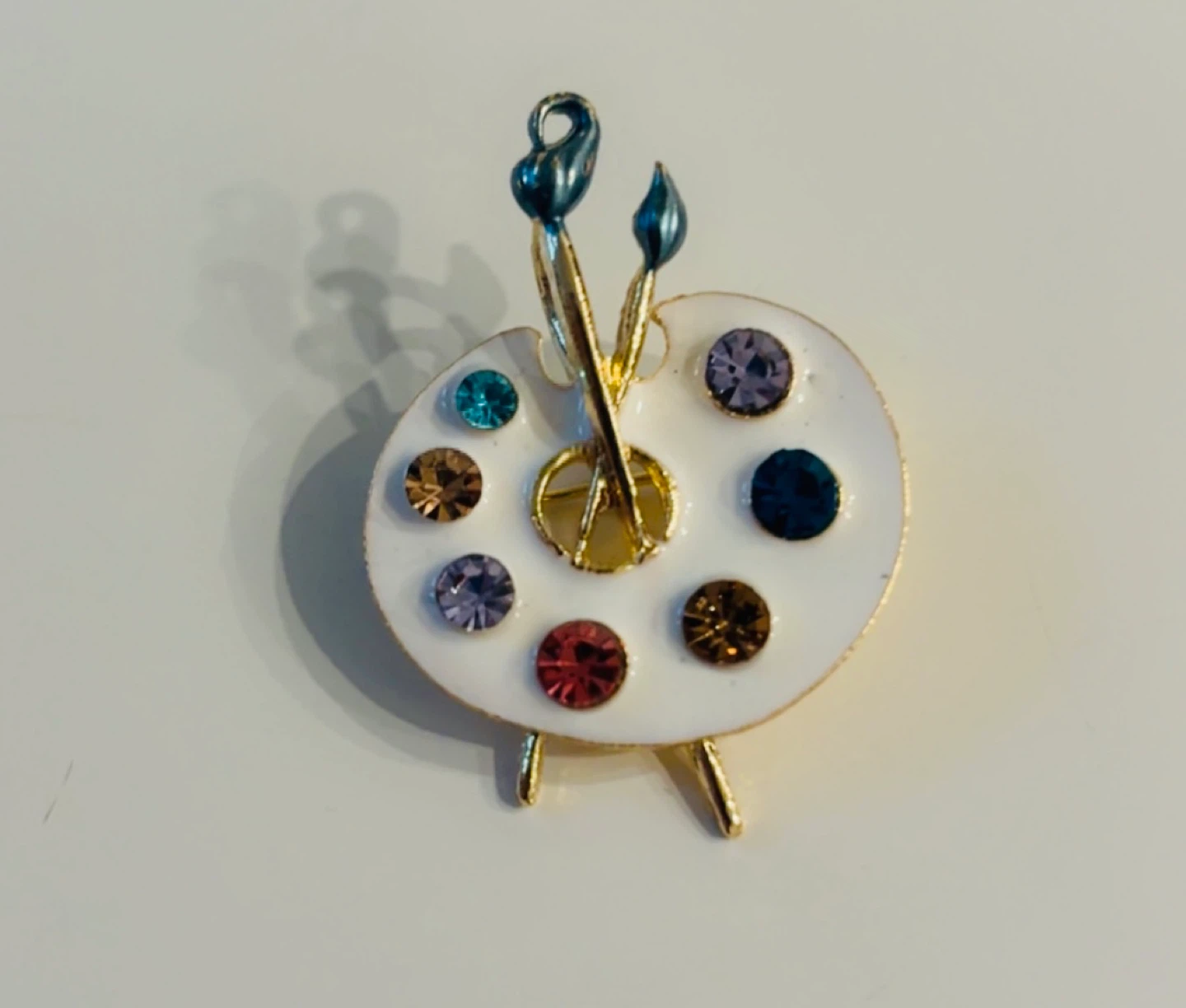 Beautiful Art Palette Brooch with Colorful Gems! - photo 4