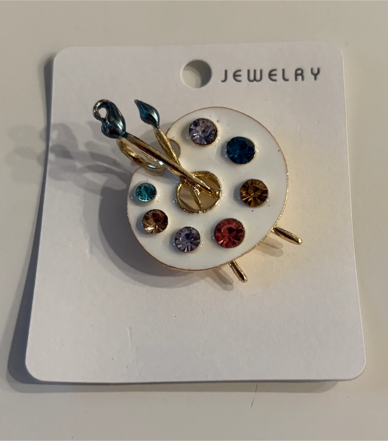 Beautiful Art Palette Brooch with Colorful Gems! - photo 3