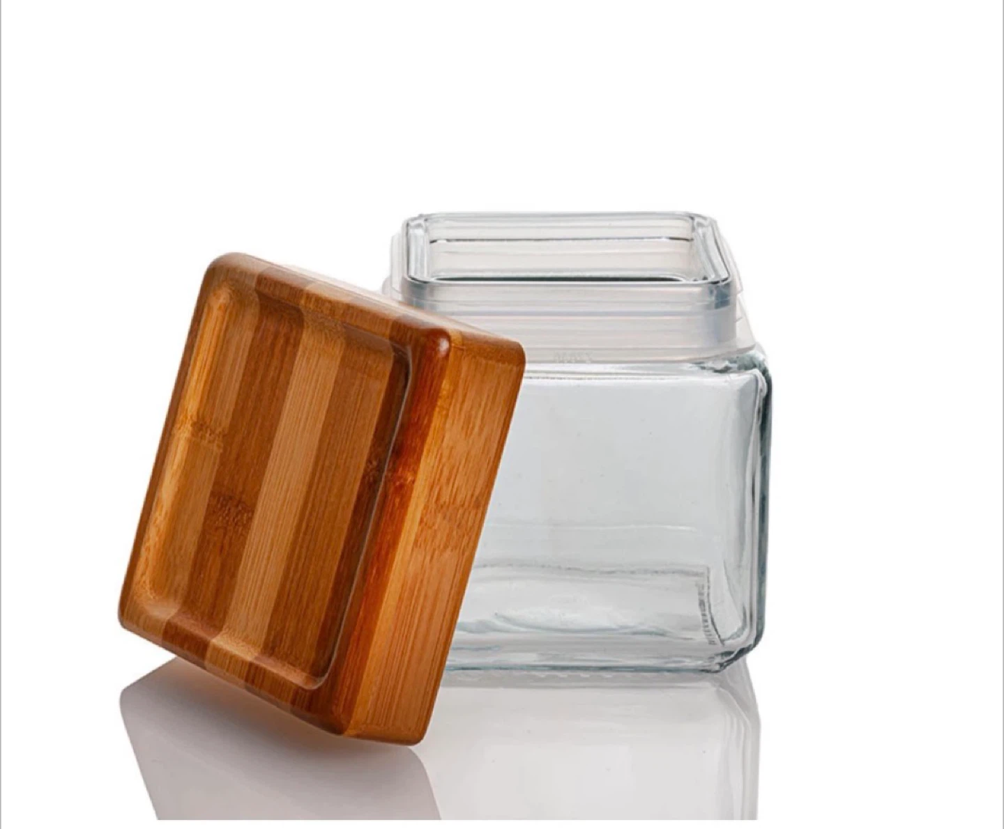 Home Basics 42oz Glass Canister with Bamboo Lid