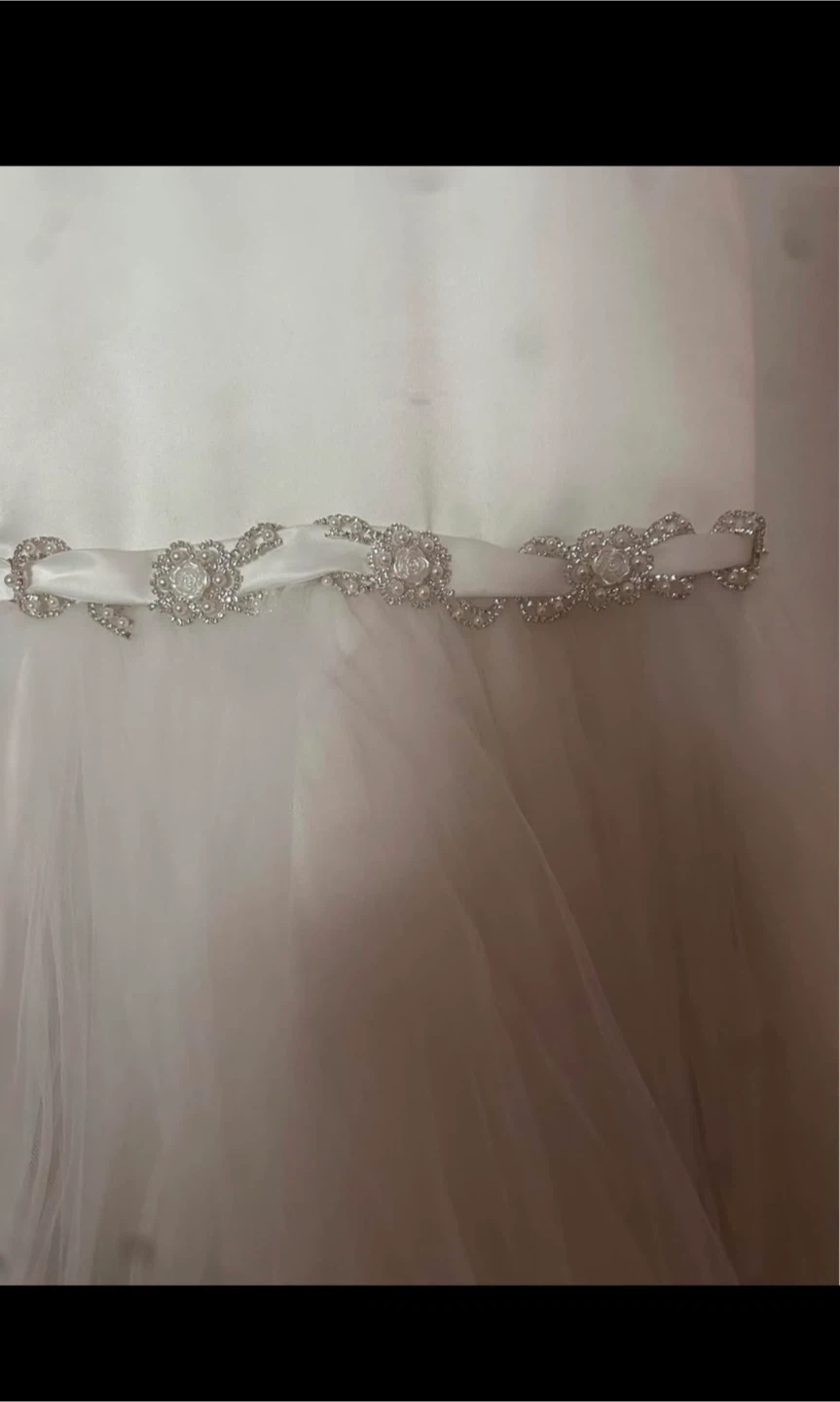 White Tulle Flower Girl Dress with Embellishments - photo 2