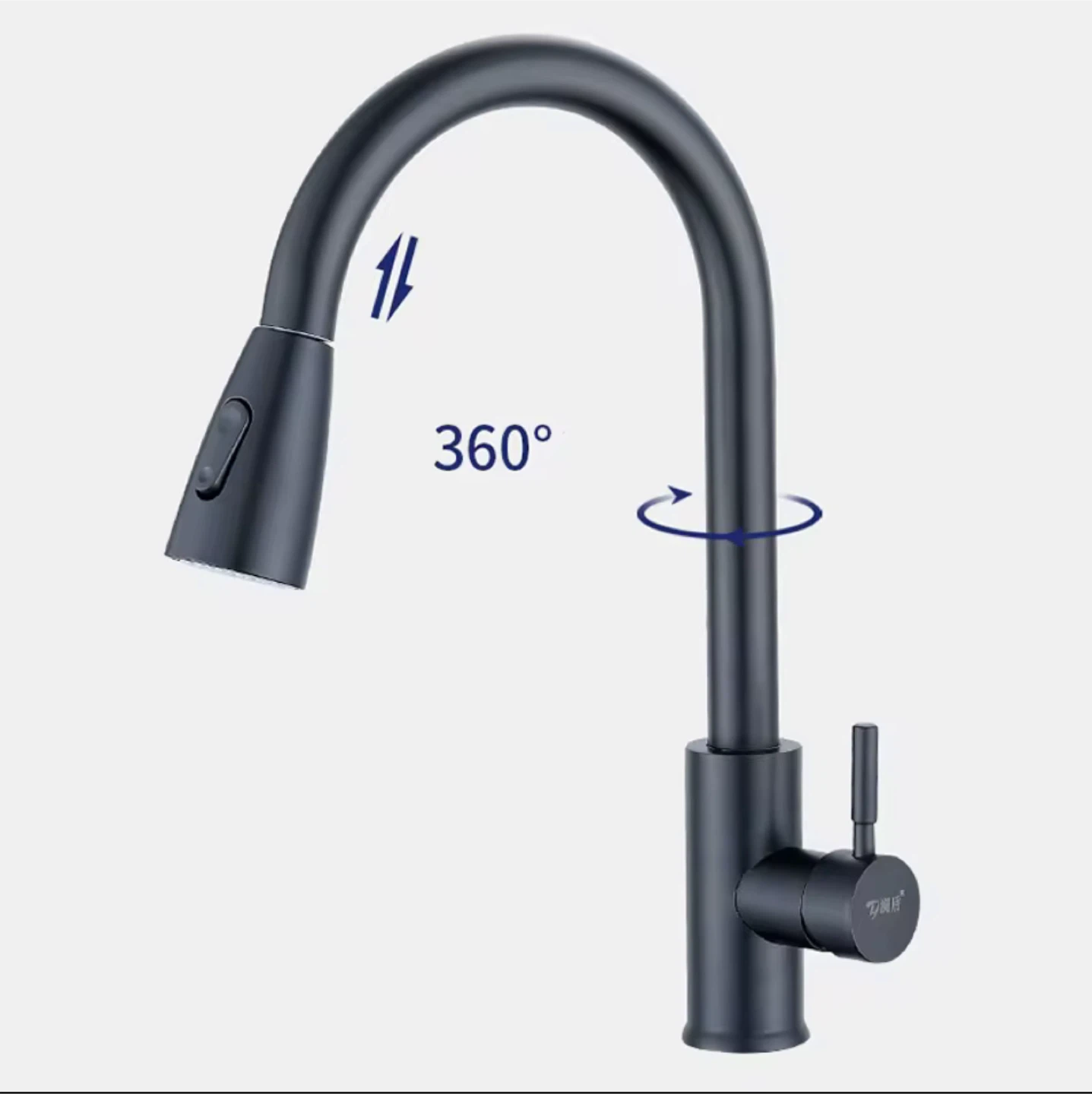 Black Kitchen Faucet with Pull-Down Sprayer