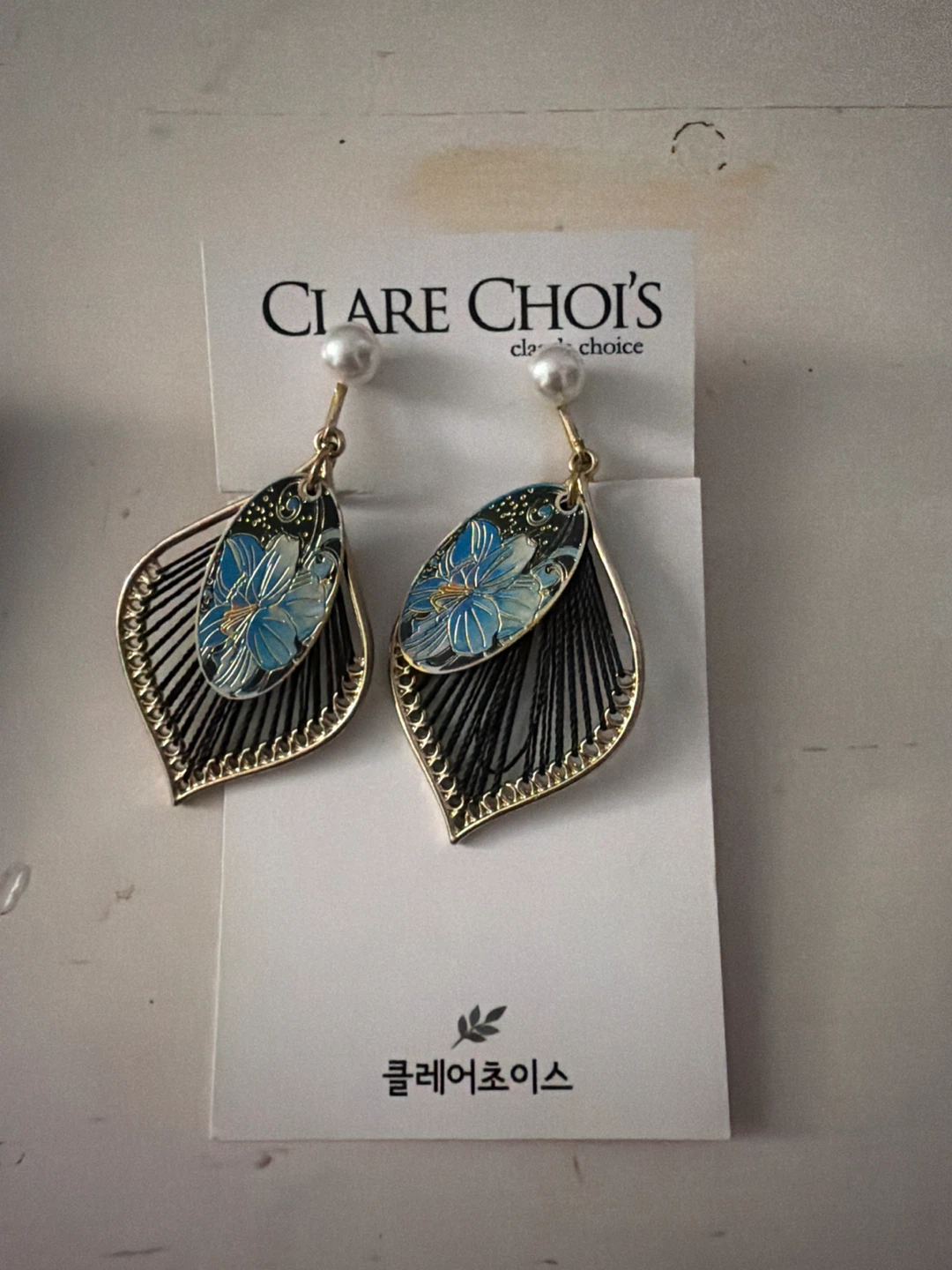 Blue Floral Dangle Earrings