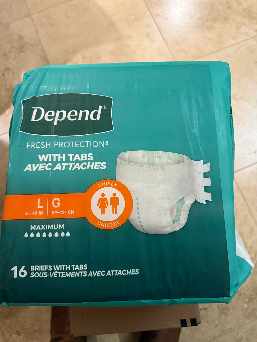 Depend Fresh Protection L/G Briefs with Tabs - 16 Count