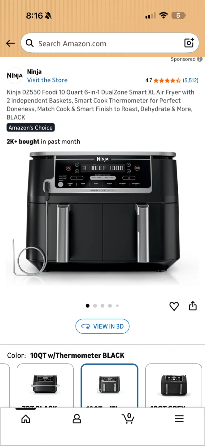 Ninja DZ550 Foodi 10 Qt 6-in-1 DualZone Smart XL Air Fryer - photo 5