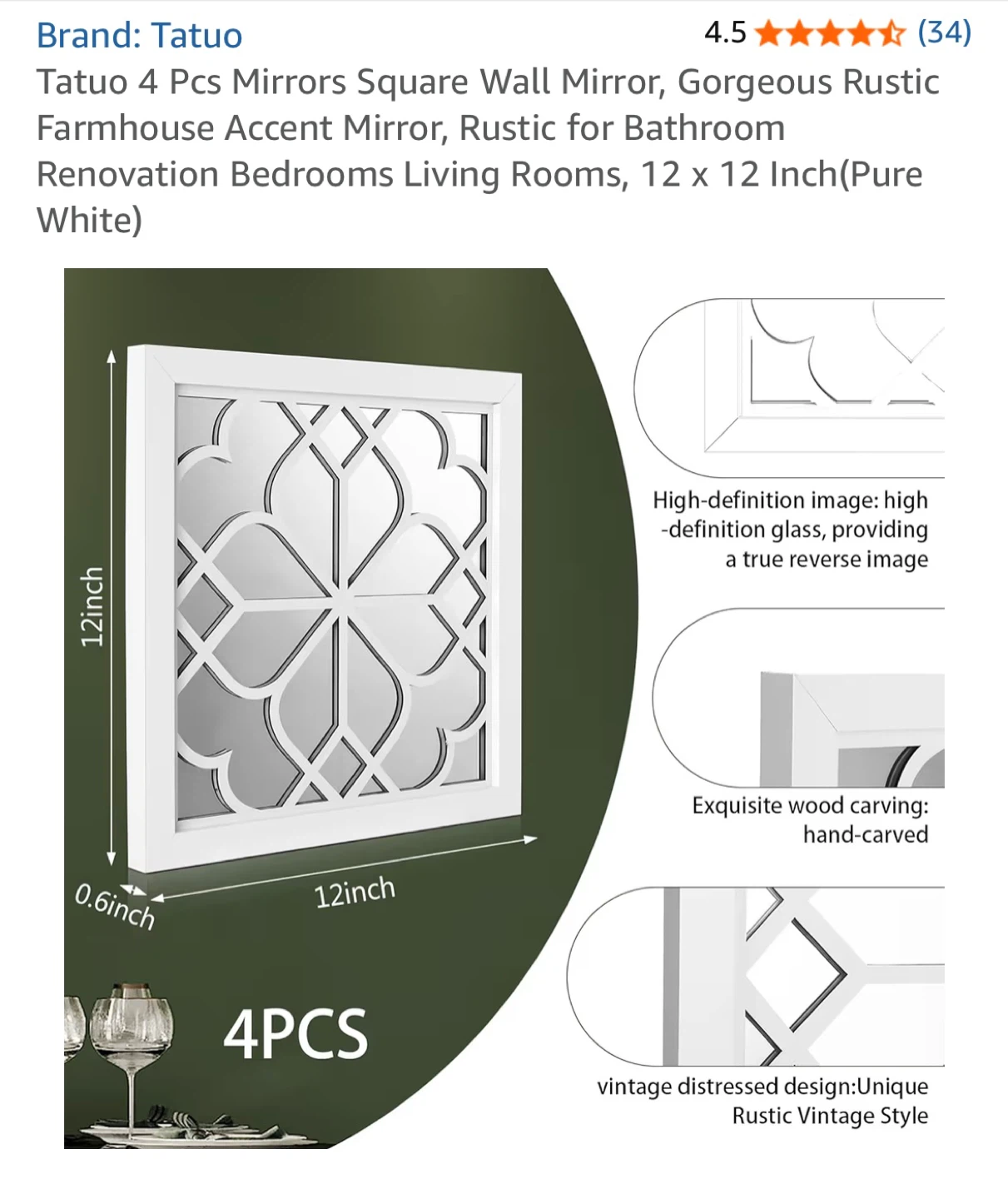 NEW 12x12inch Wall Mirrors. 4 available. - photo 3
