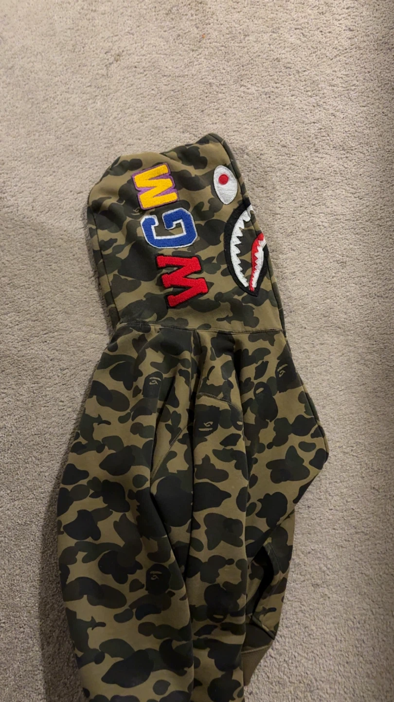 A Bathing Ape Camo Shark Full Zip Hoodie