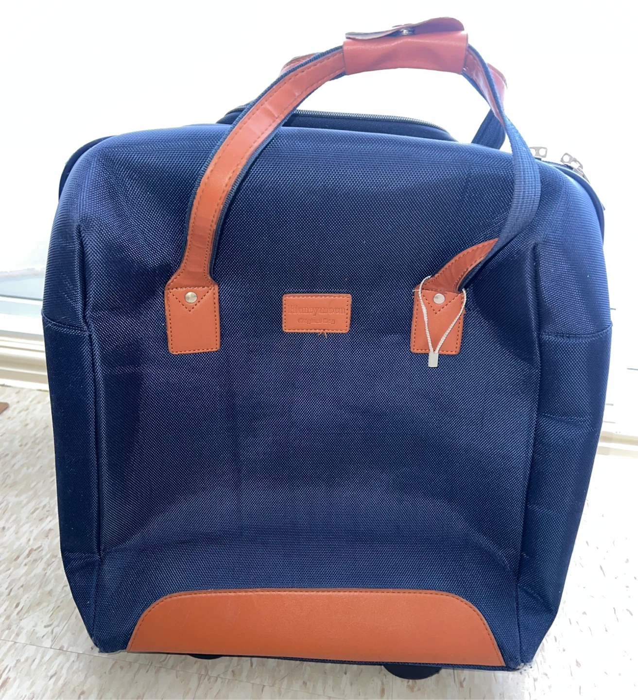 Honeymoon navy blue rolling suitcase
