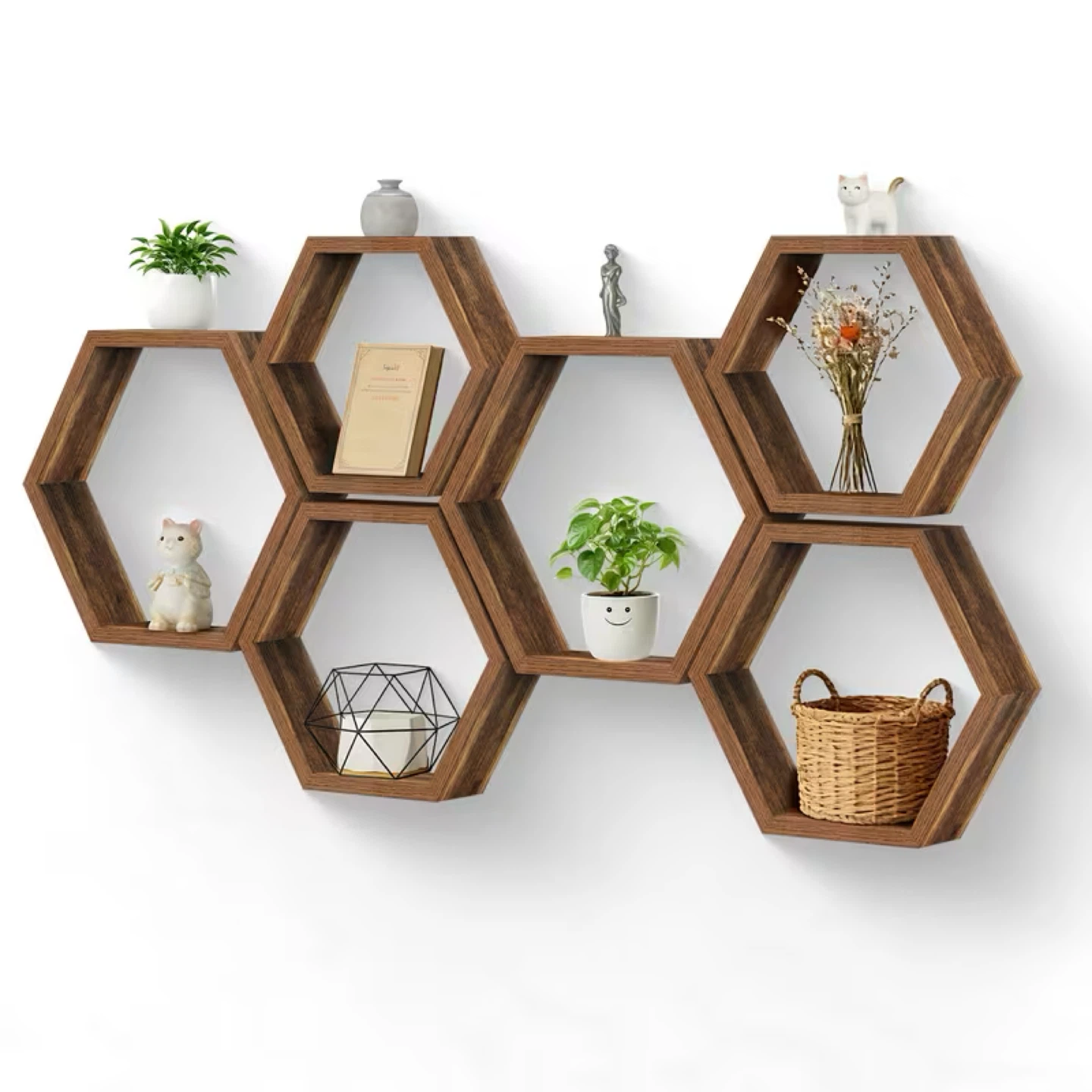 Set of 3 Hexagon Wall Shelves