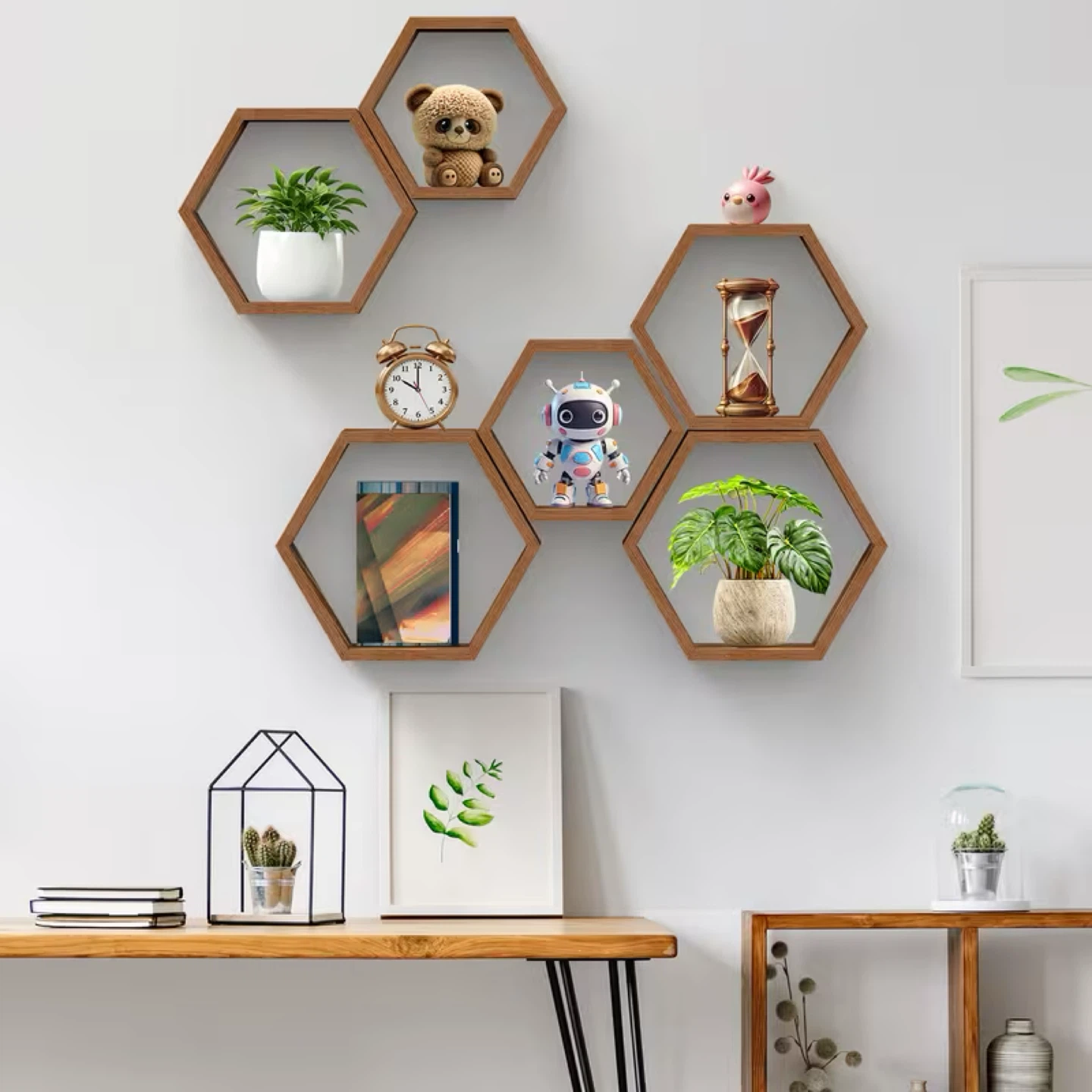 Set of 3 Hexagon Wall Shelves - photo 3