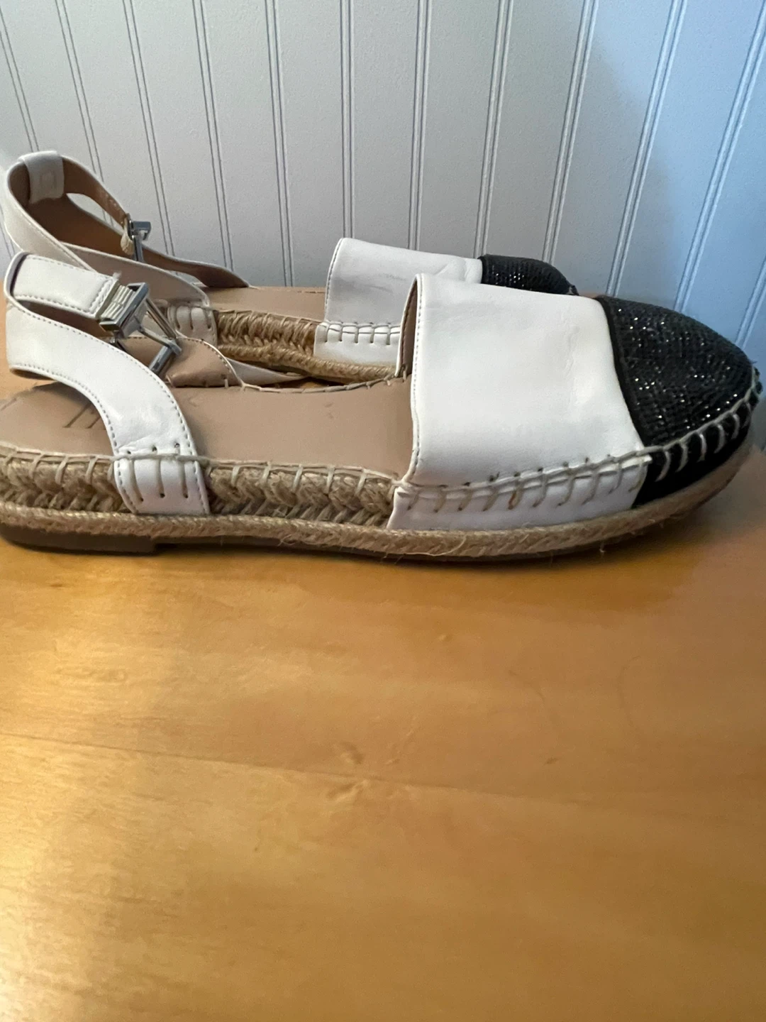 INC Women's White & Black Espadrille Flats