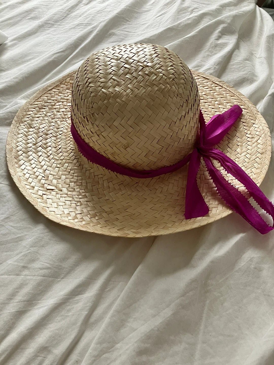 Straw Sun Hat with Pink Ribbon - photo 2