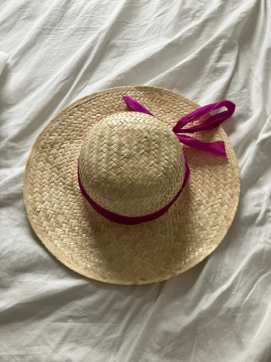 Straw Sun Hat with Pink Ribbon - photo 3
