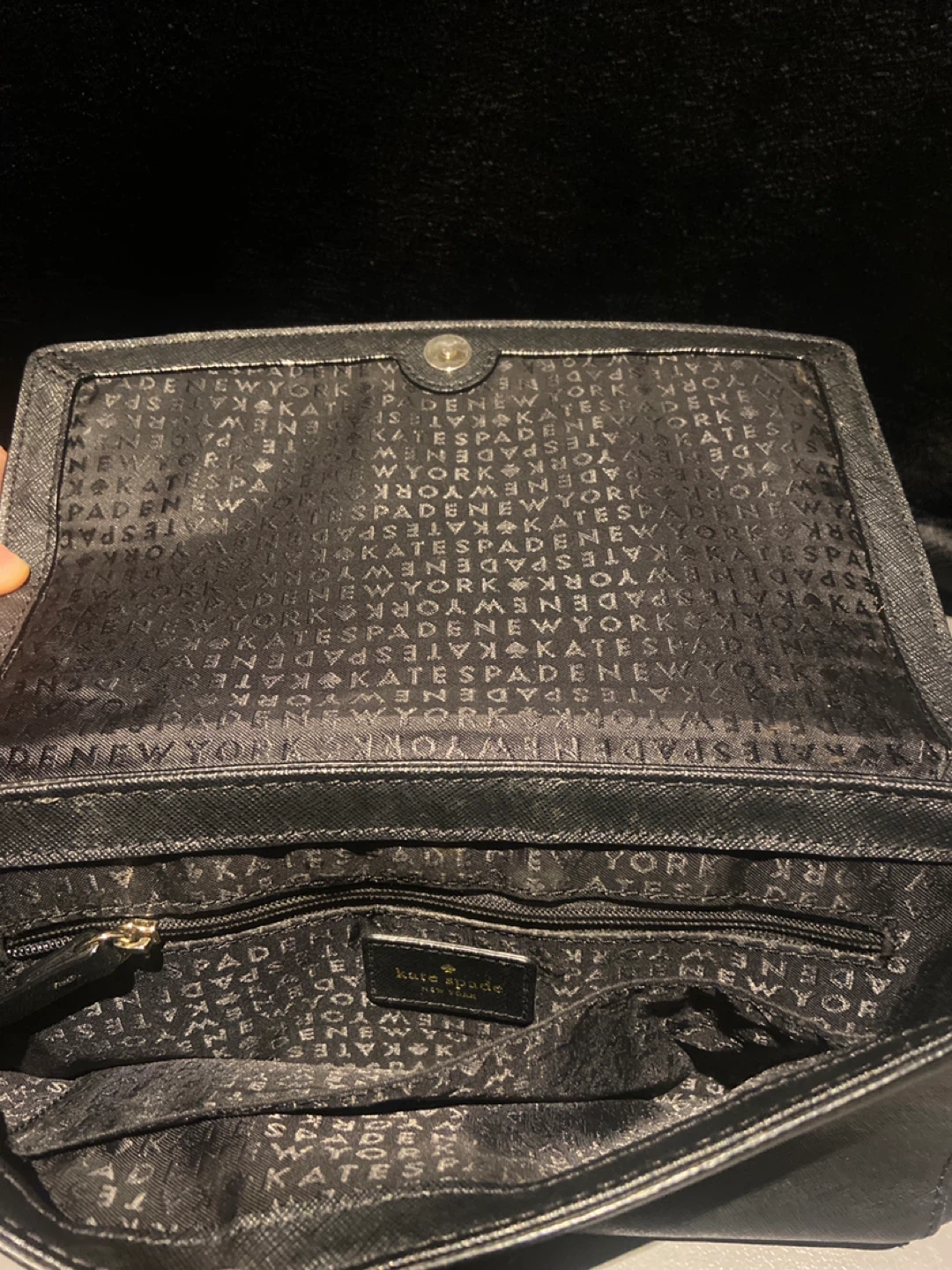 Kate Spade Black Saffiano Leather Shoulder Bag with Gold Chain - photo 2