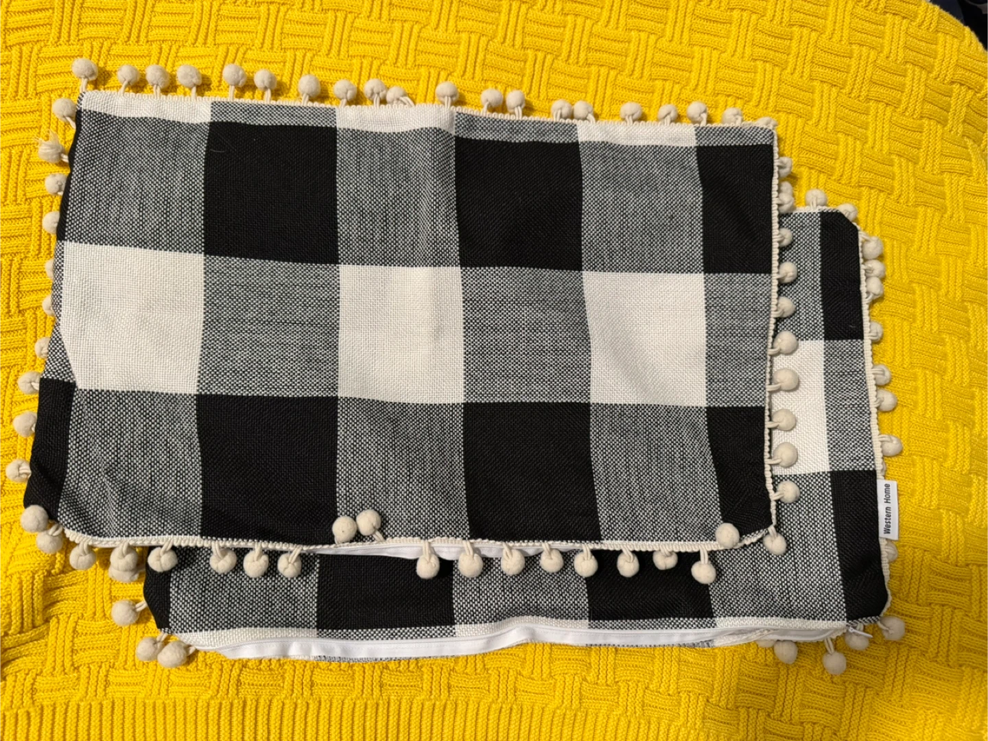 2 x Black and White Buffalo Check Pillow Covers (Set of 2)