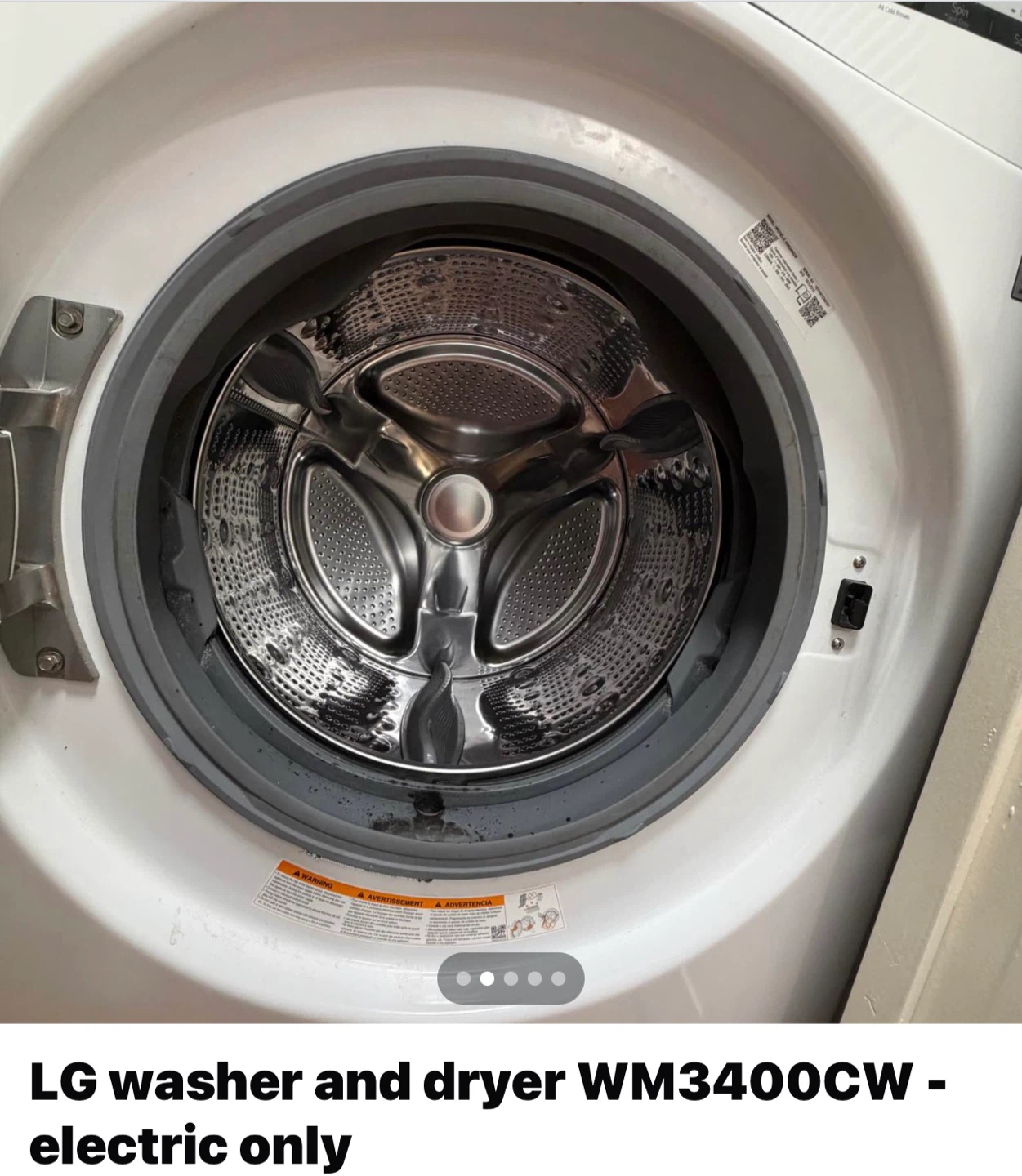 LG WM3400CW Washer and Dryer Combo - photo 2