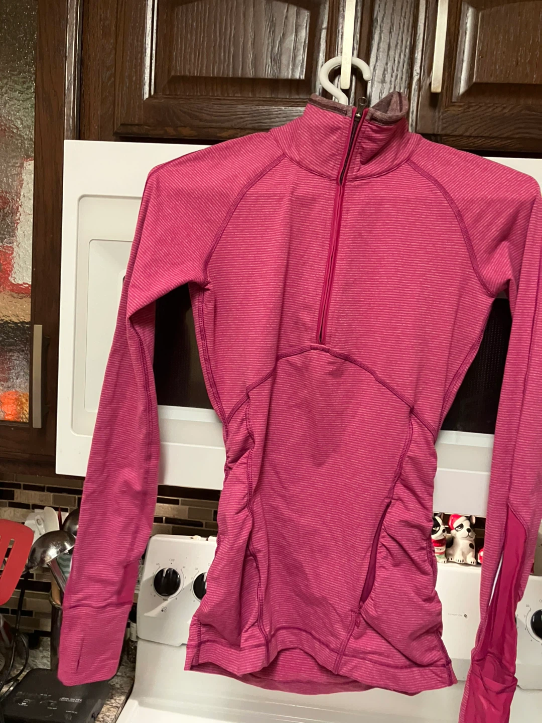Lululemon Pink Striped Long Sleeve Half-Zip Top - Size 2