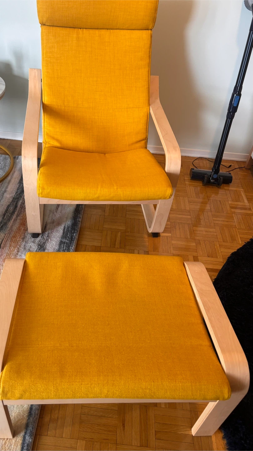 IKEA Poäng Chair and Ottoman Set - Yellow