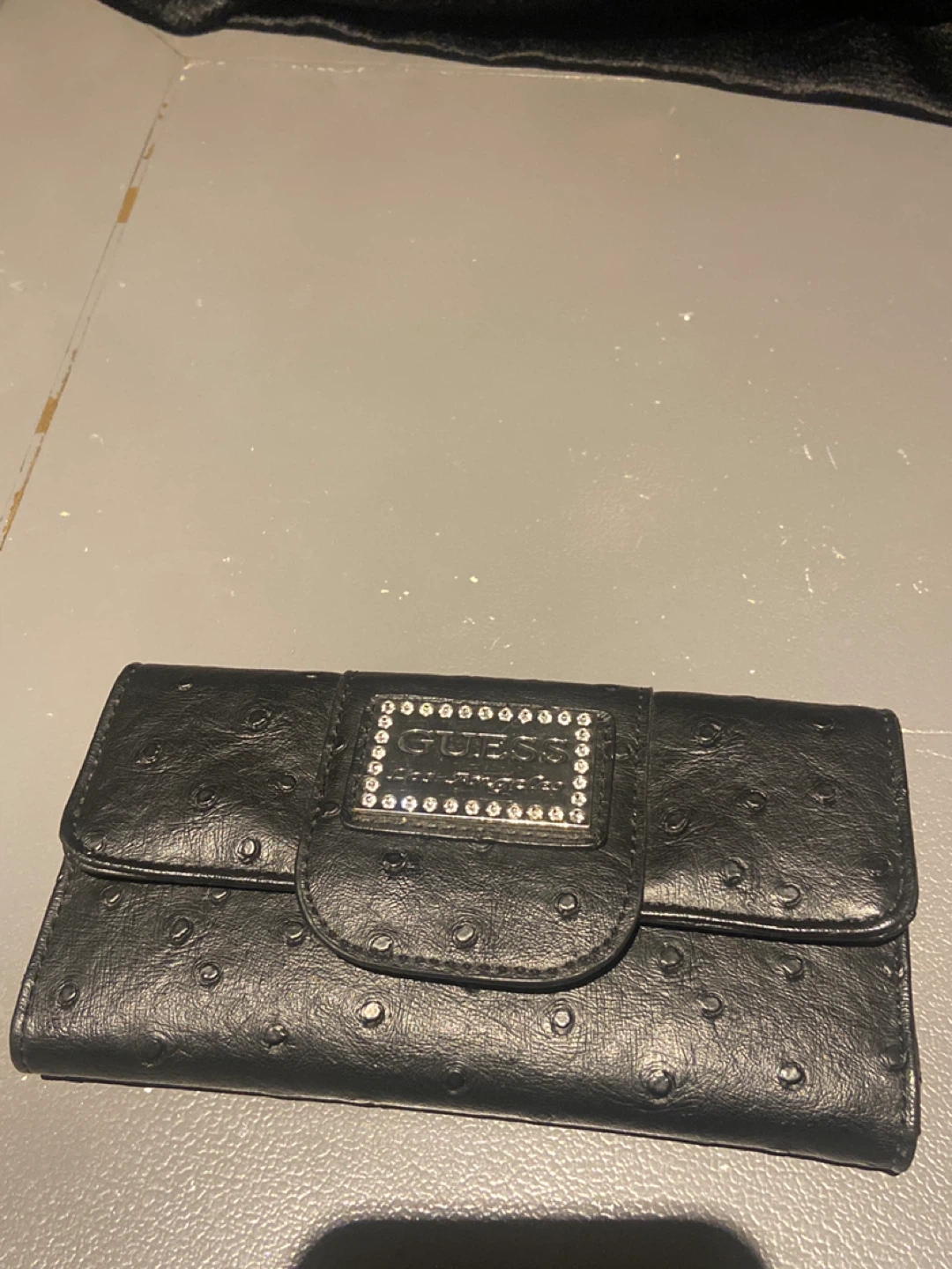 Guess Black Ostrich Embossed Wallet