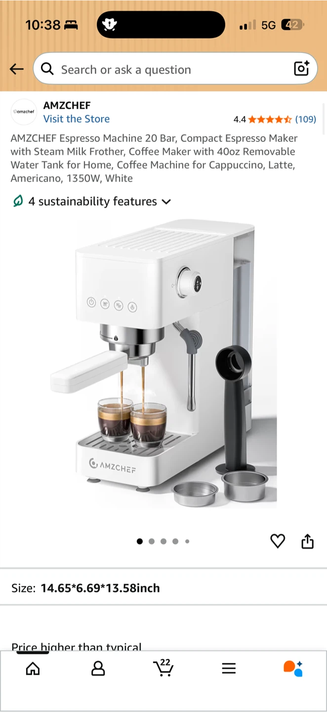 AMZCHEF Espresso Machine 20 Bar ☕️ Compact Coffee Maker (White)