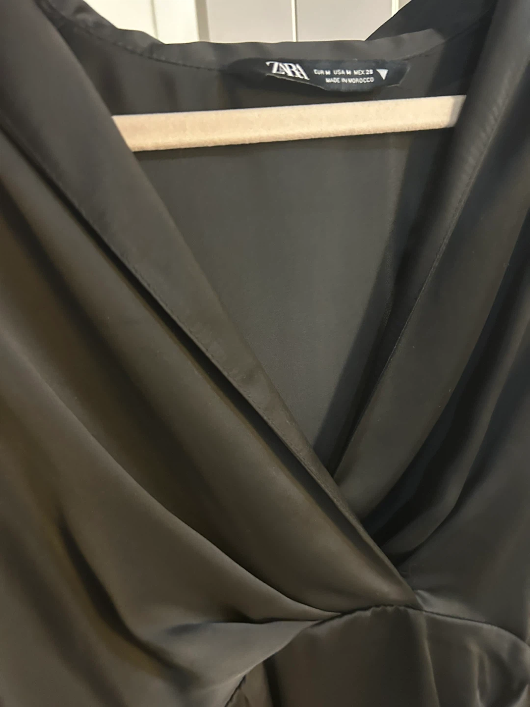 ZARA Black Satin Wrap Dress Size M - photo 2