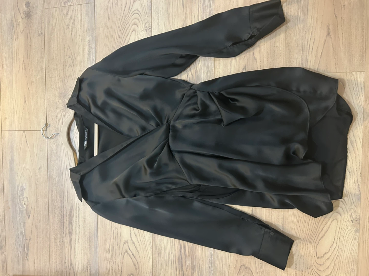 ZARA Black Satin Wrap Dress Size M