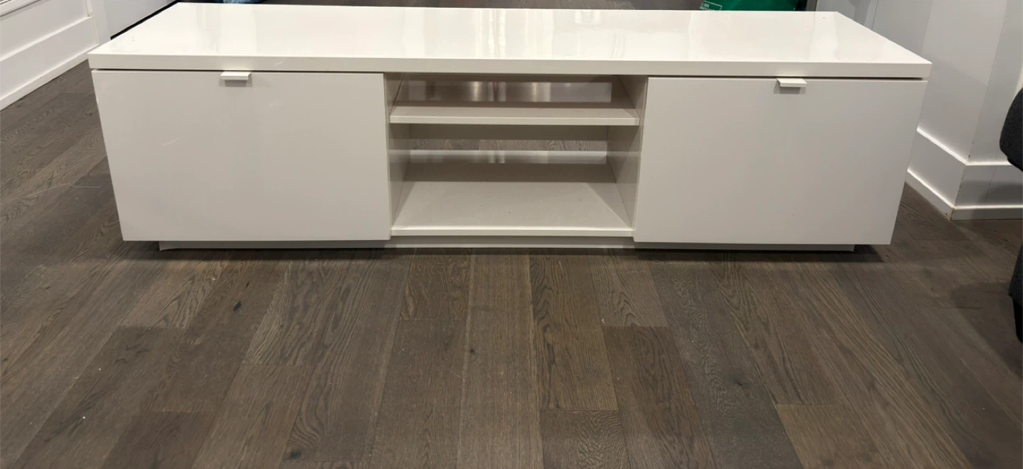 White TV Stand with Storage