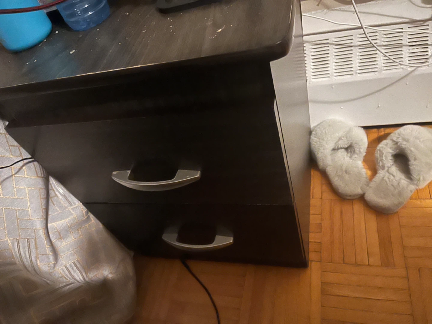Dark brown two-drawer nightstand