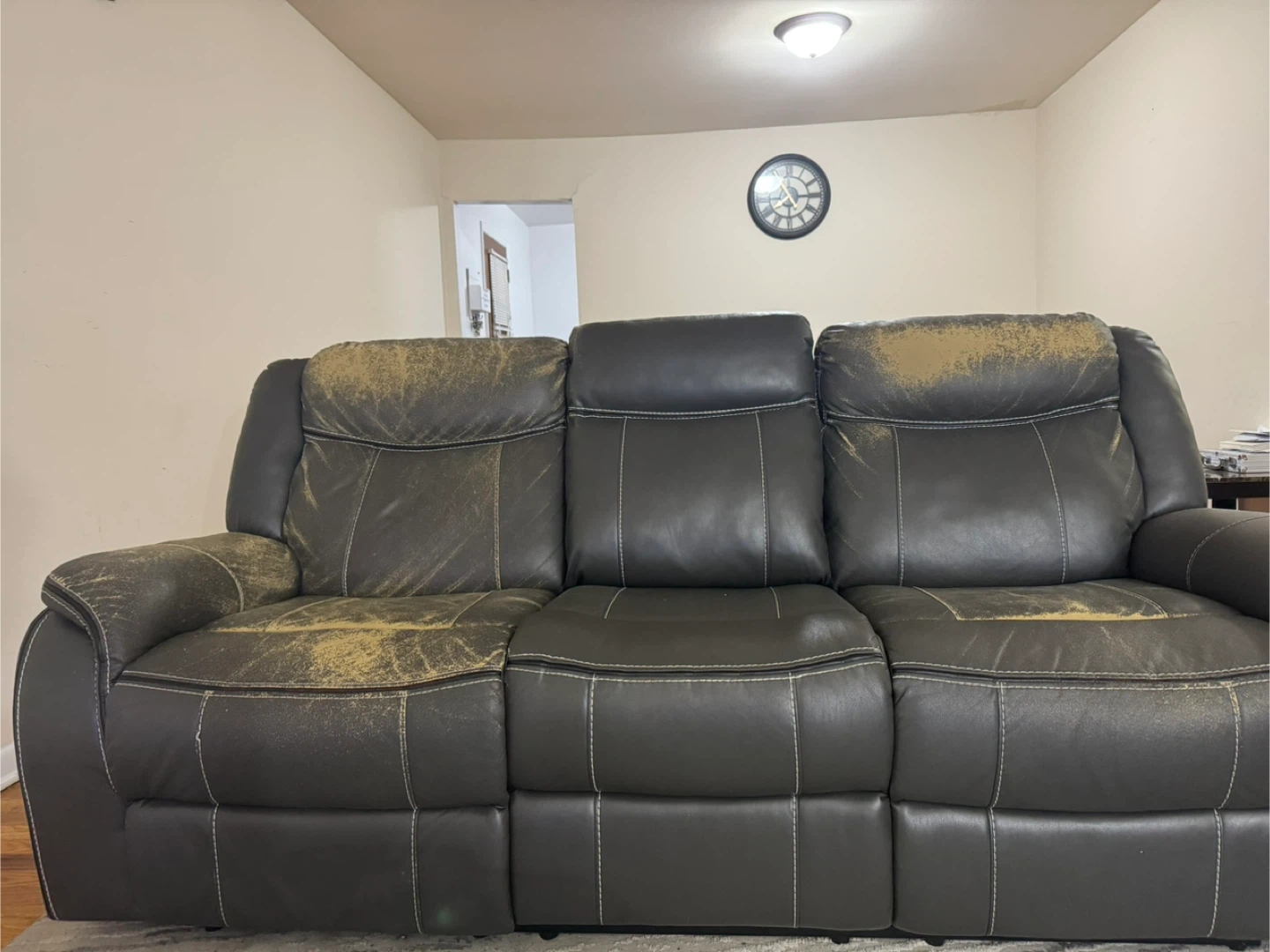 3-Seater Reclining Sofa - Dark Gray Faux Leather - photo 2