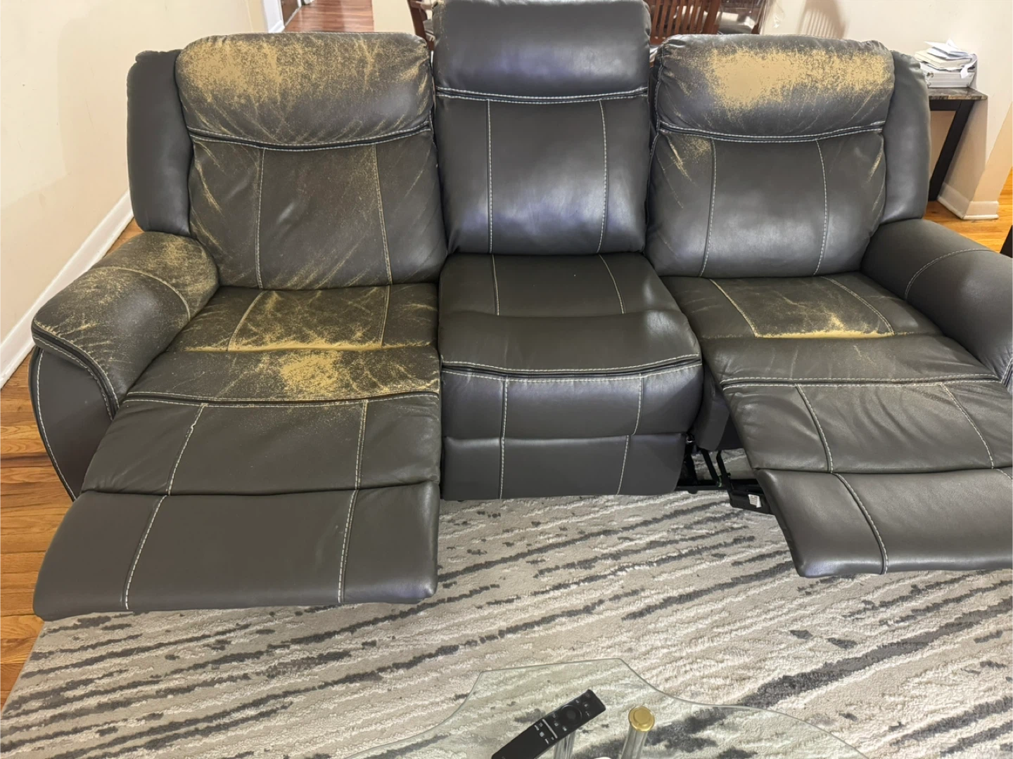 3-Seater Reclining Sofa - Dark Gray Faux Leather