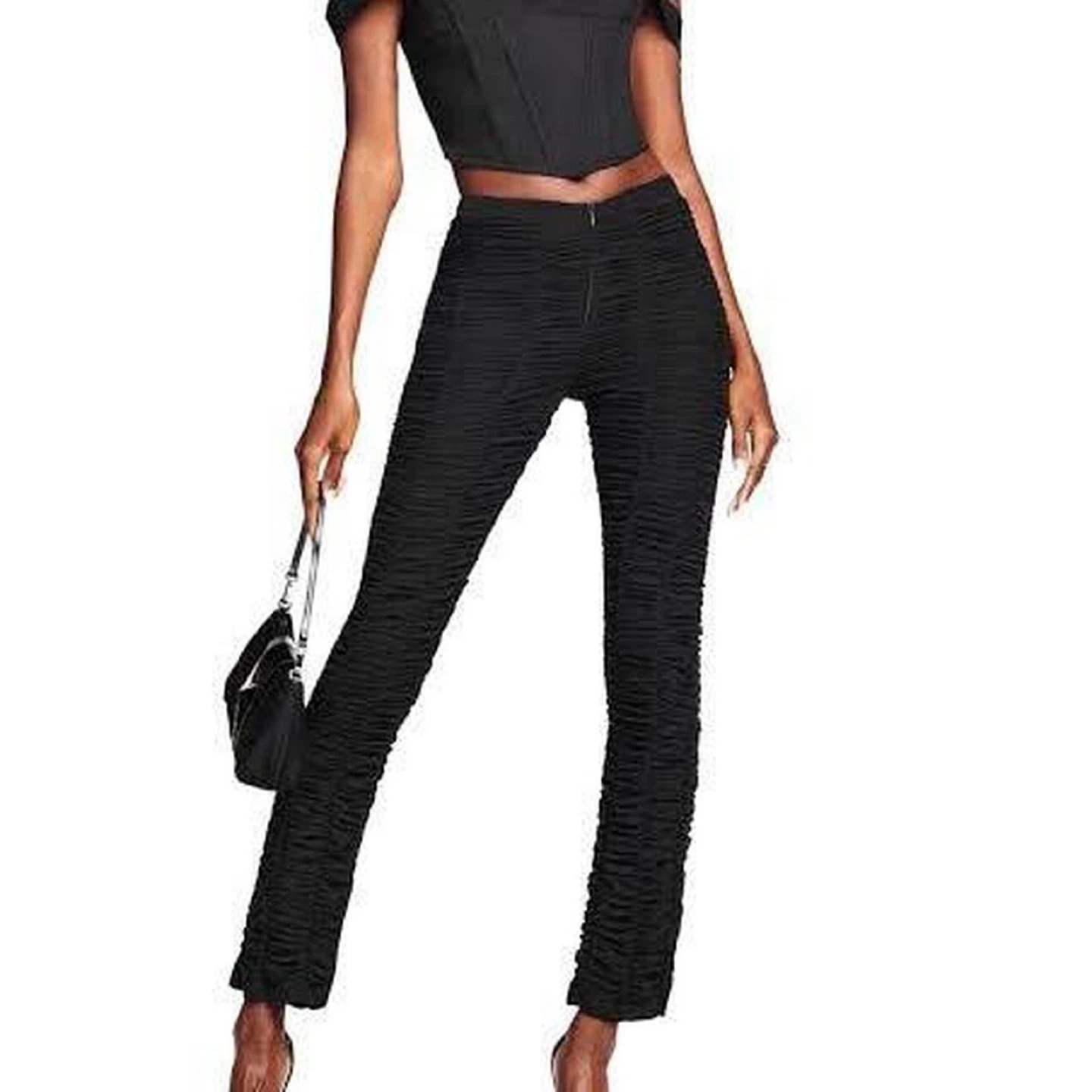 I.AM.GIA Black Ruched Flare Pants
