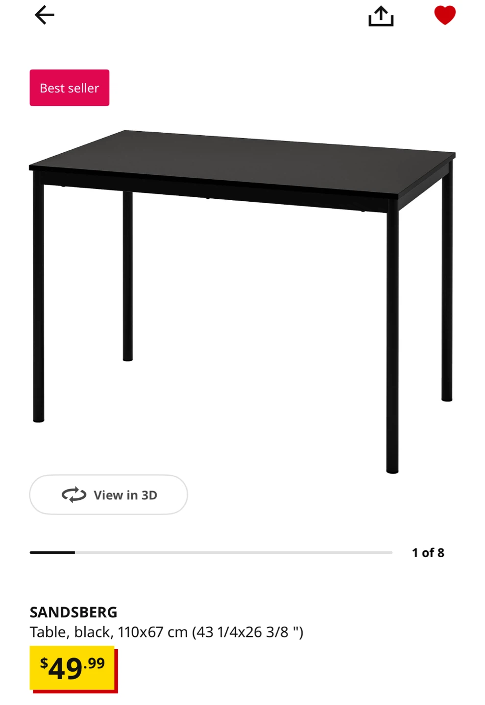 Sandsberg Black Table 110x67 cm