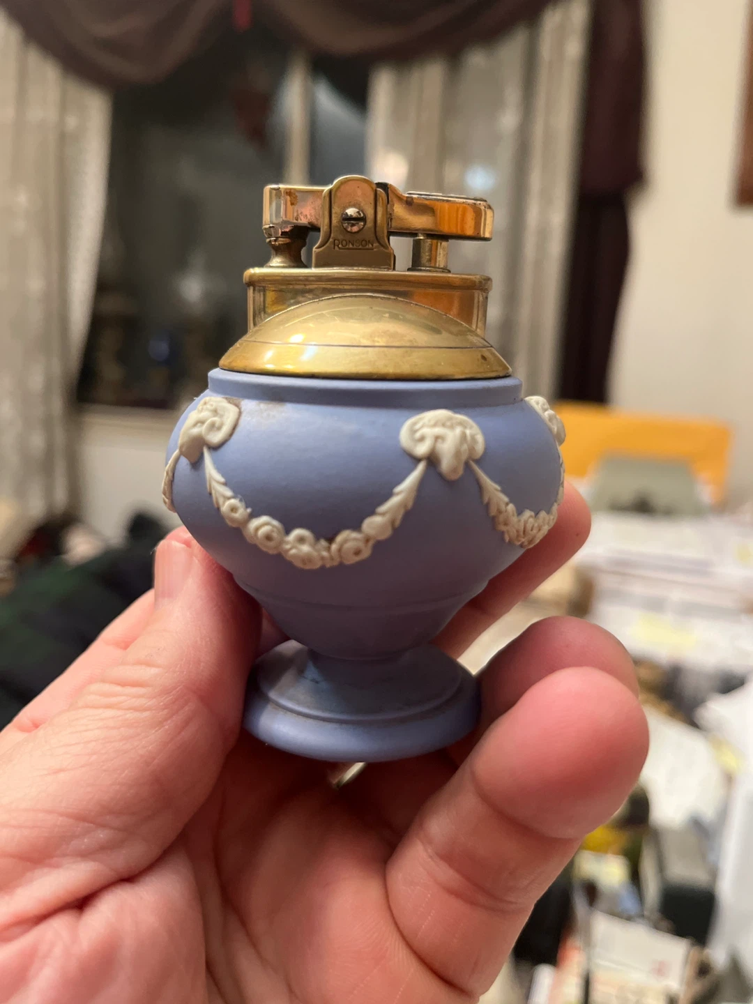 Ronson Rondelight Lighter - Blue Jasperware Style - photo 4