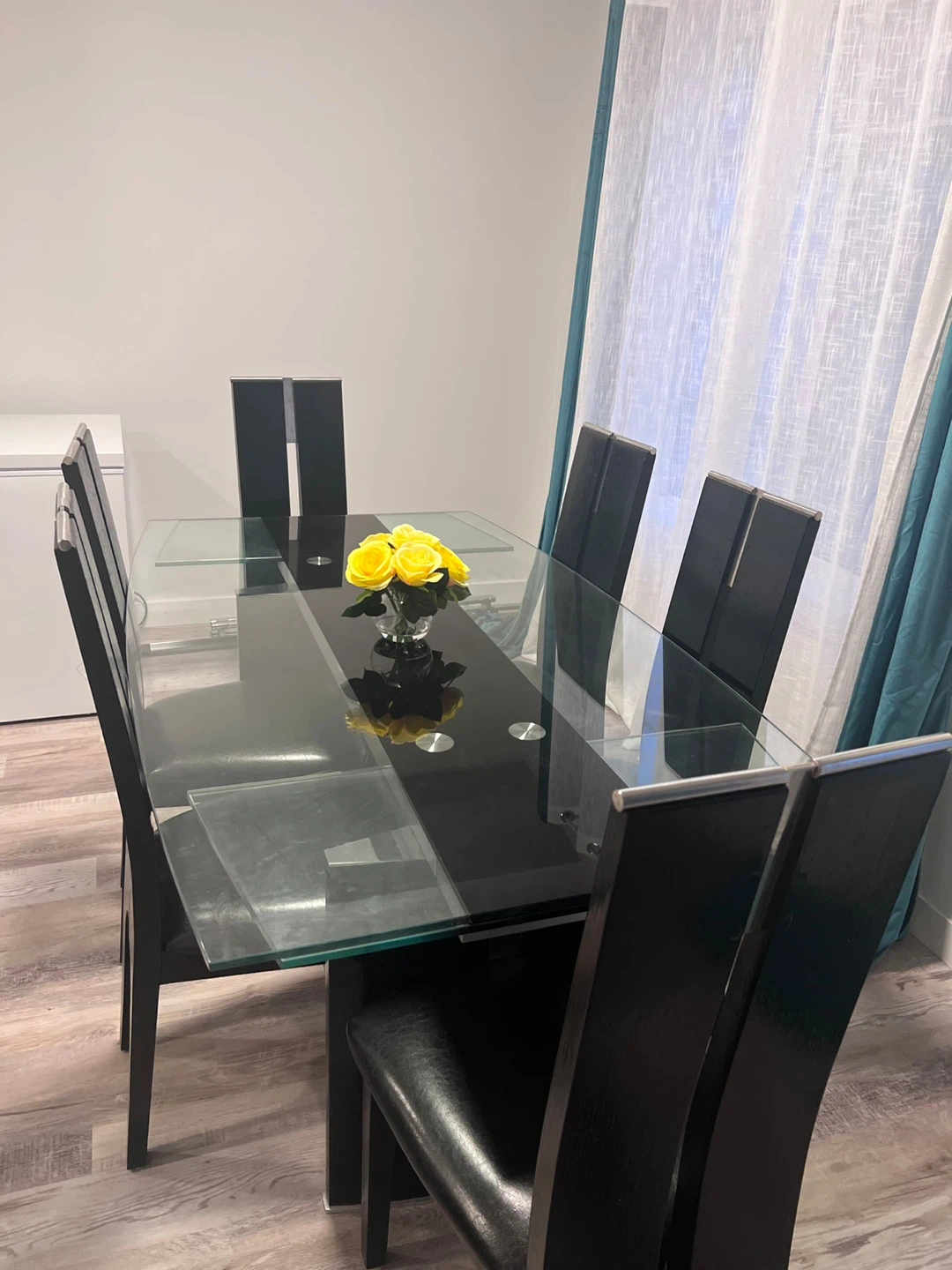 Glass Top Dining Table with 6 Chairs - photo 2