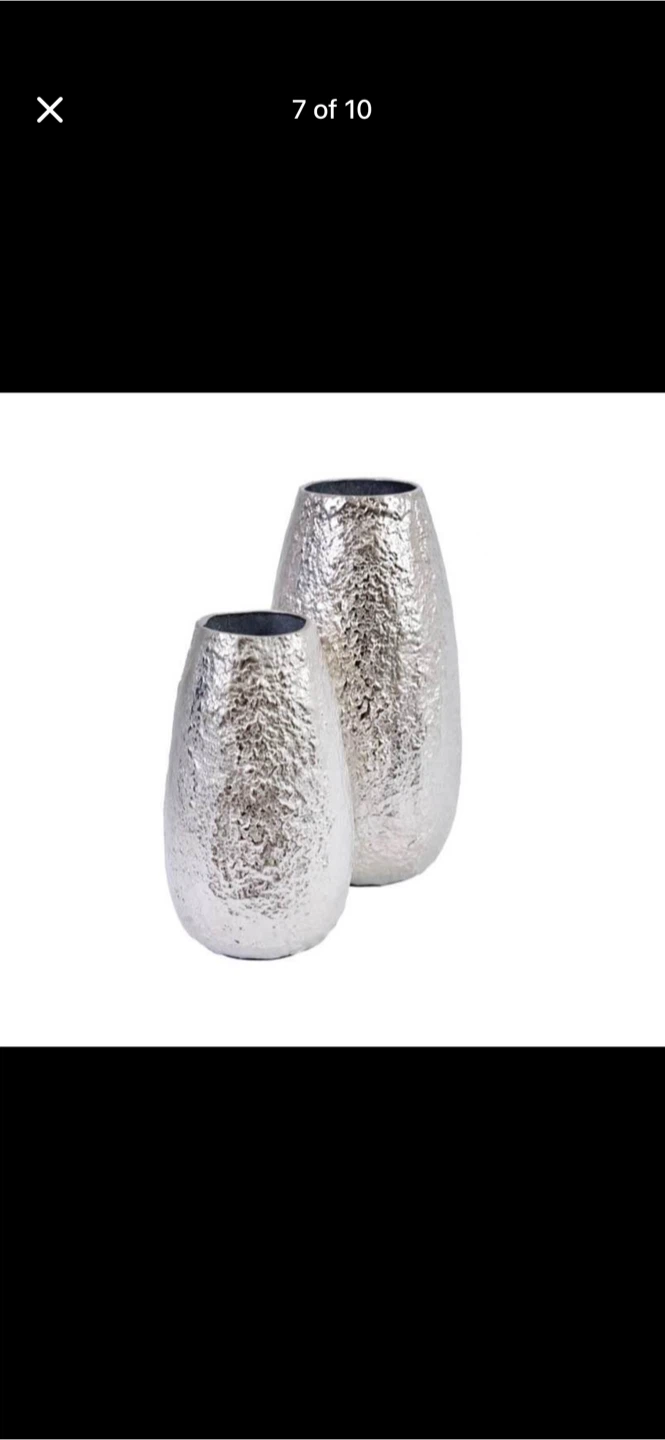 Set of Textured Silver Vases