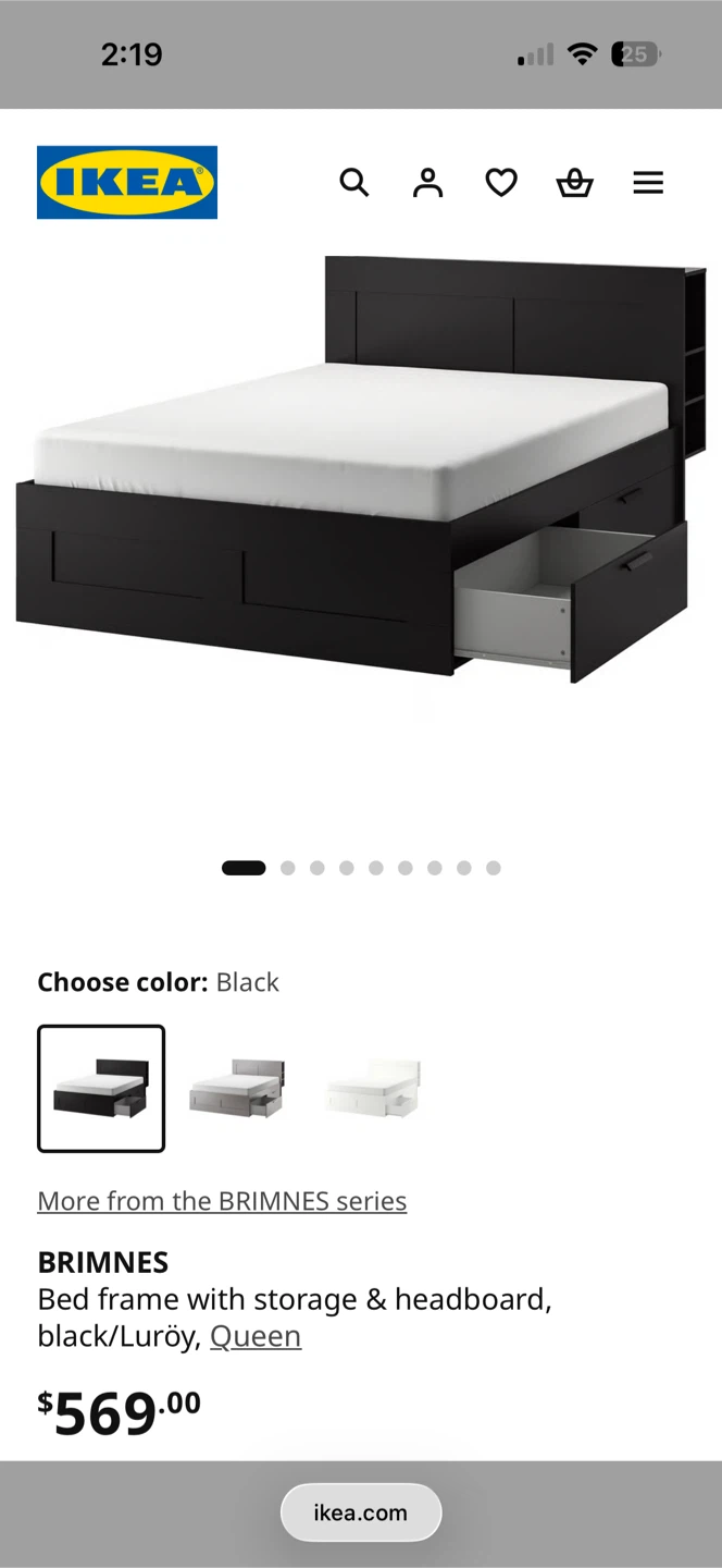 IKEA BRIMNES Bed with 4 drawers and Headboard