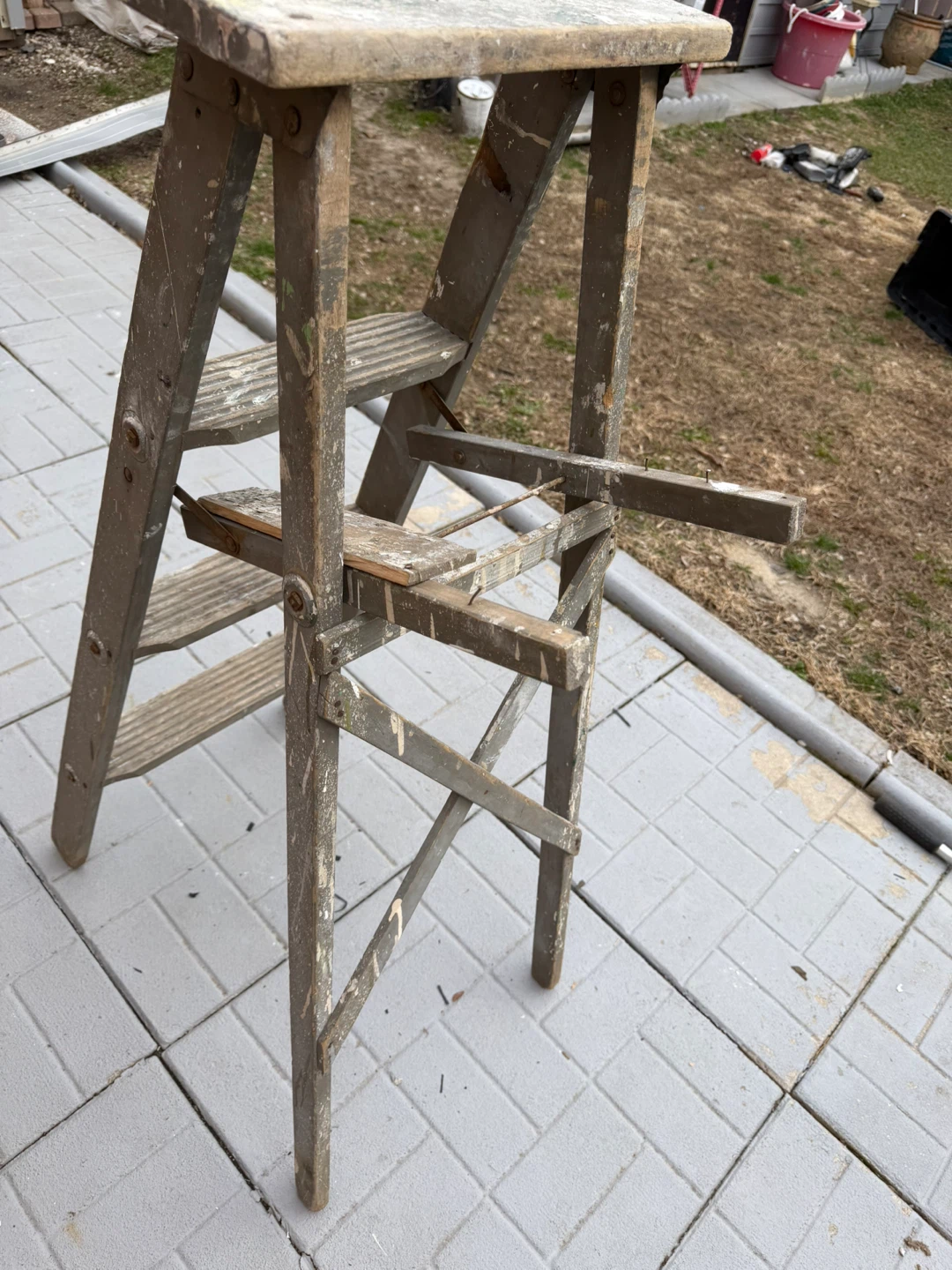 Vintage Wooden Step Stool Ladder- one meter - photo 2