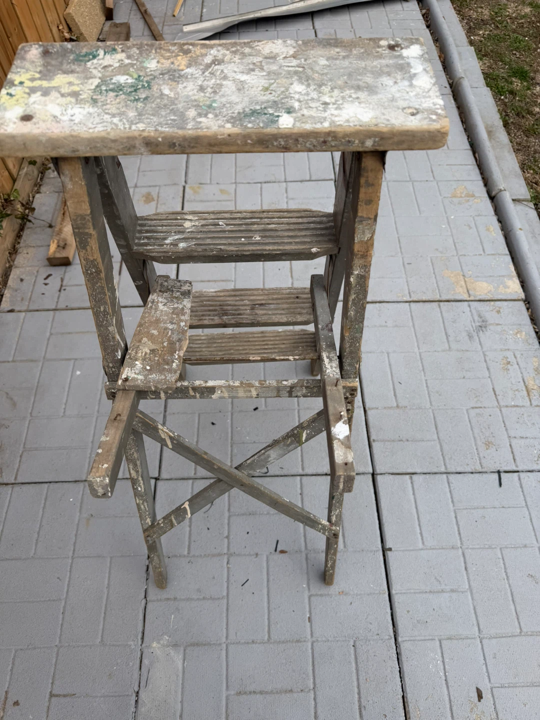 Vintage Wooden Step Stool Ladder- one meter - photo 4