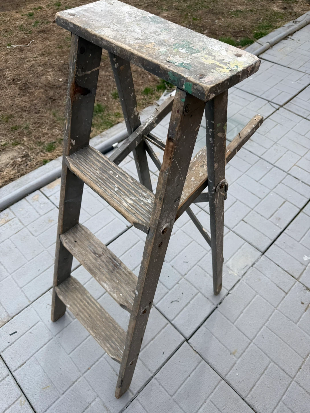 Vintage Wooden Step Stool Ladder- one meter - photo 5