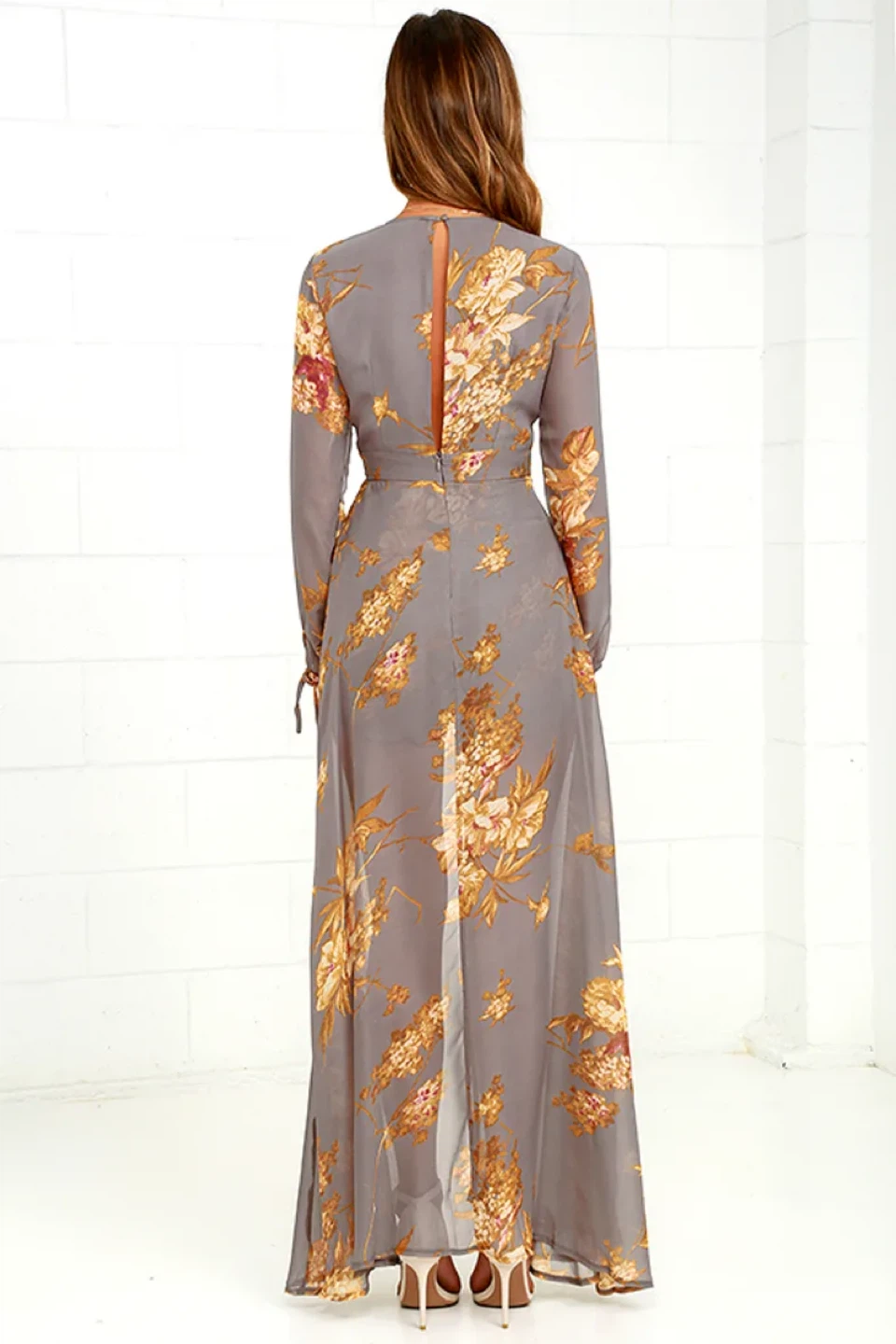 Lulus Grey Floral Maxi Dress / Romper - photo 3