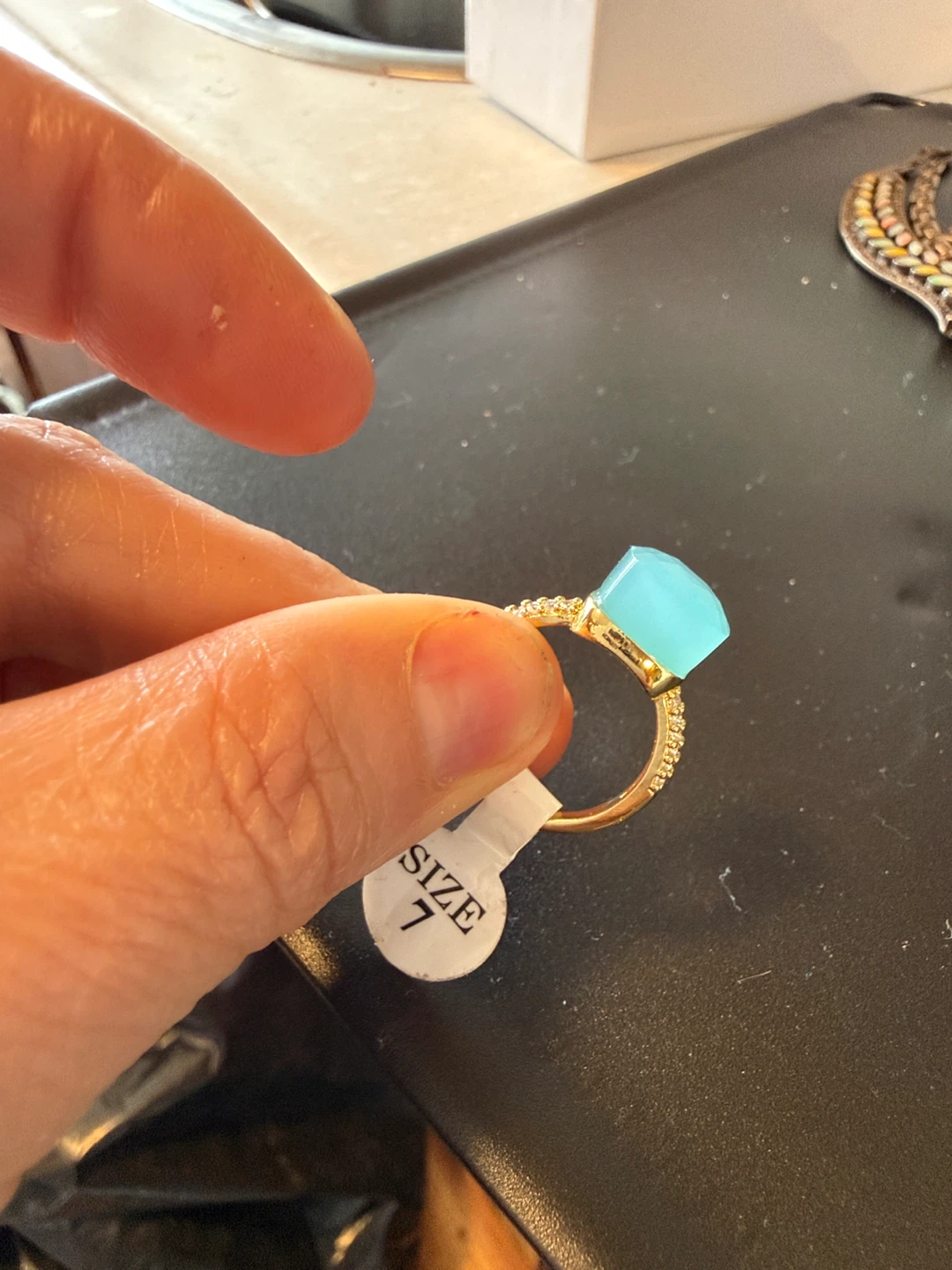 Ring with Blue Stone - Size 7
