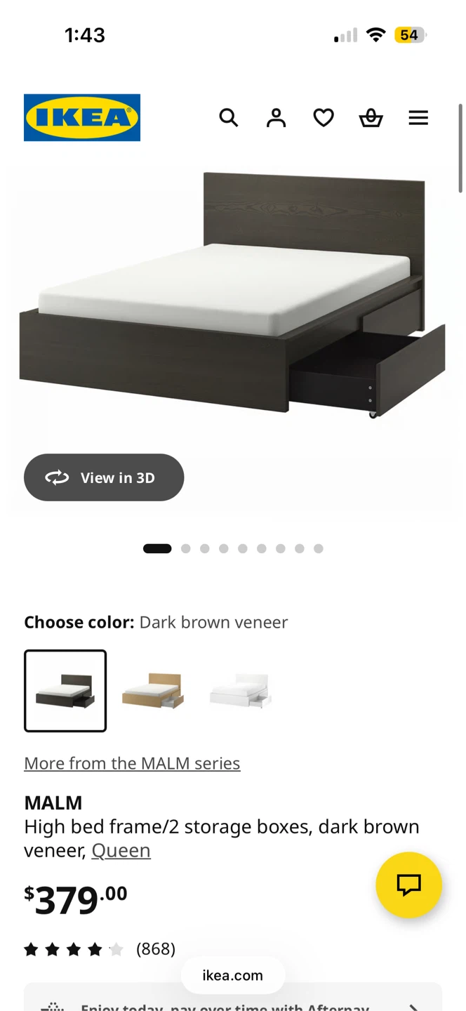 IKEA MALM Bed Frame with 2 Storage Drawers