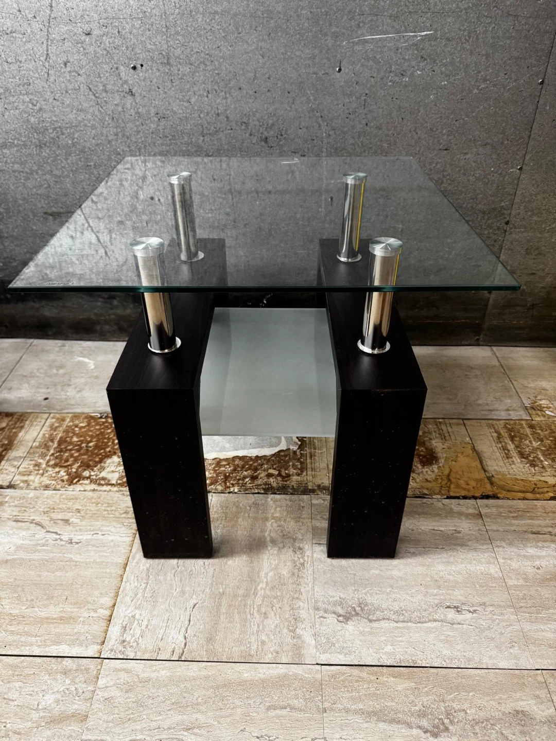 Modern Glass and Wood Side Table (Pair) - photo 3