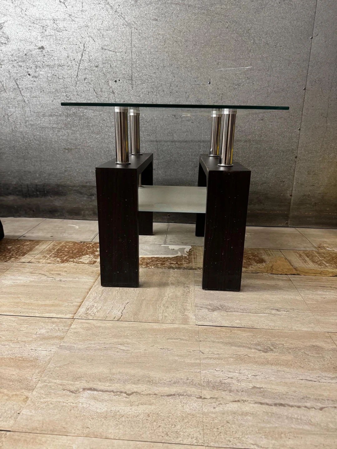 Modern Glass and Wood Side Table (Pair) - photo 2