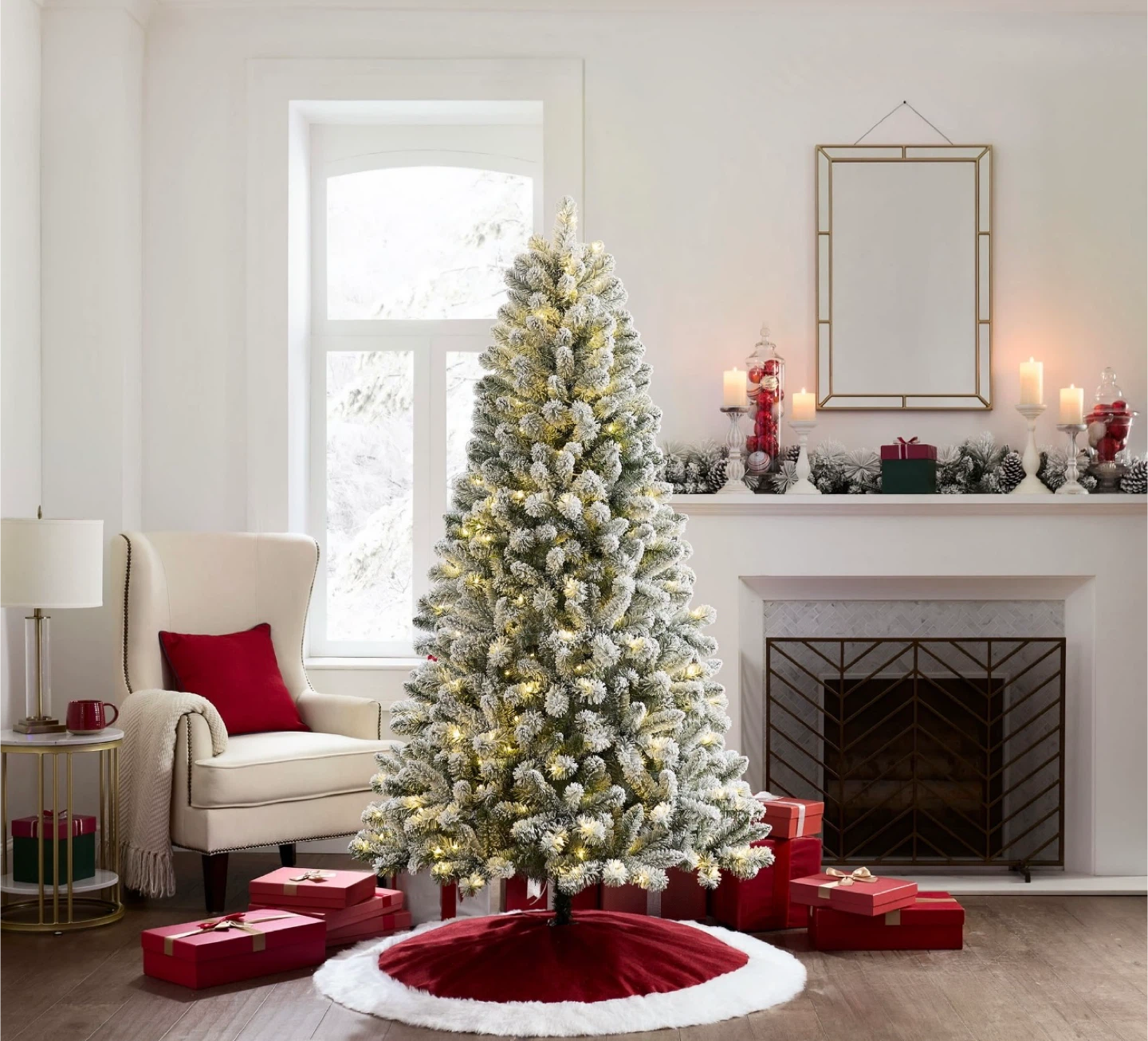 Holiday Time 6.5' Pre-lit Flocked Frisco Pine Christmas Tree, - photo 4
