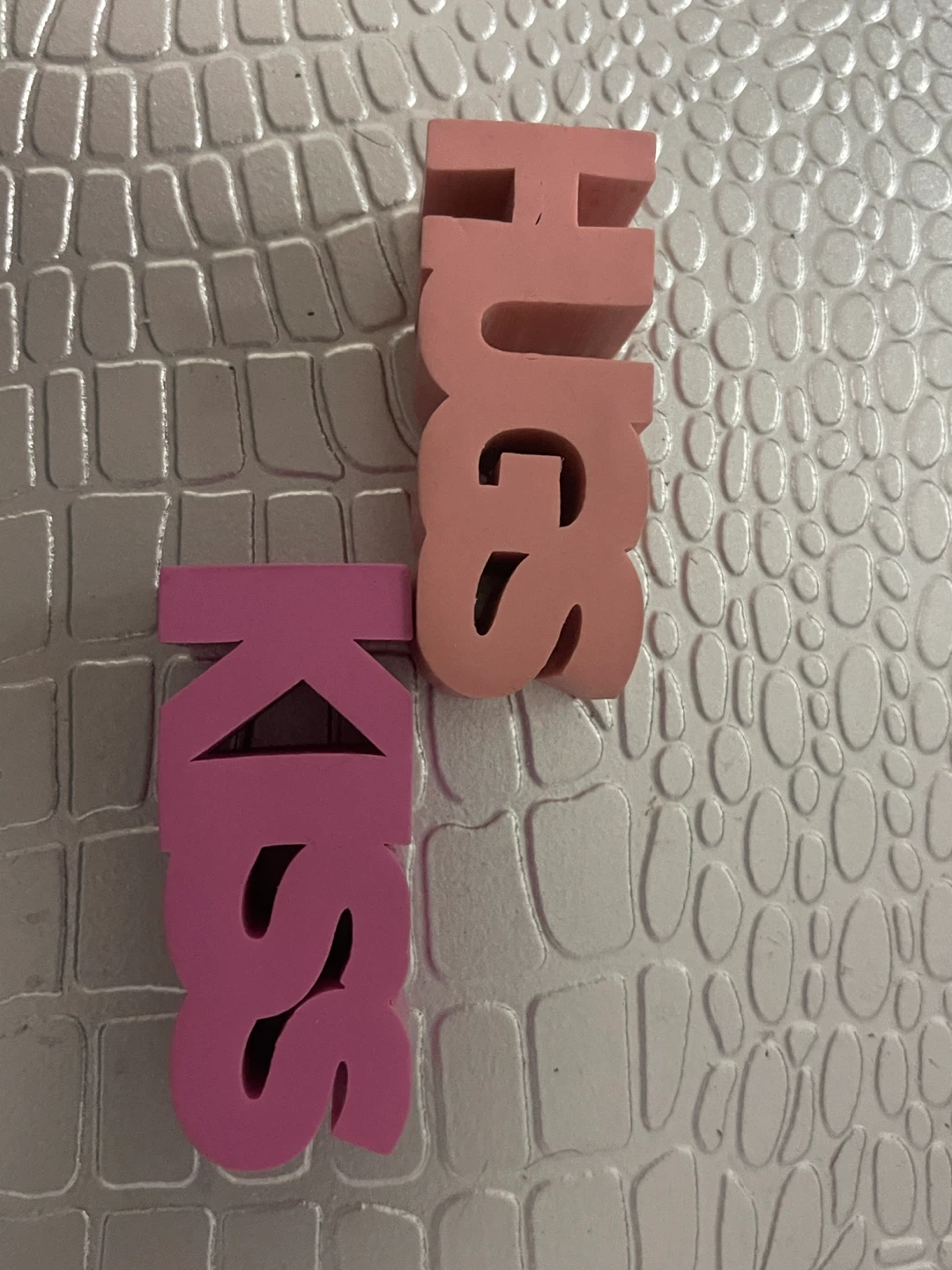 Pink 'KISS' and 'HUGS' Foam erasers
