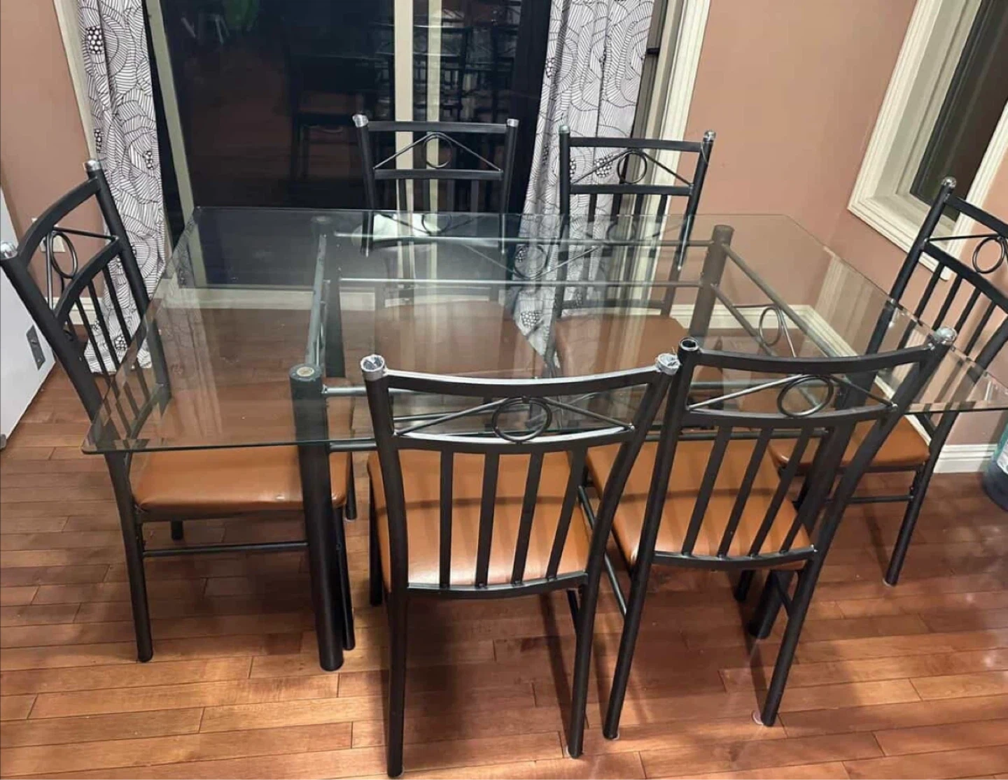 Glass Dining Table Set with 4 Chairs