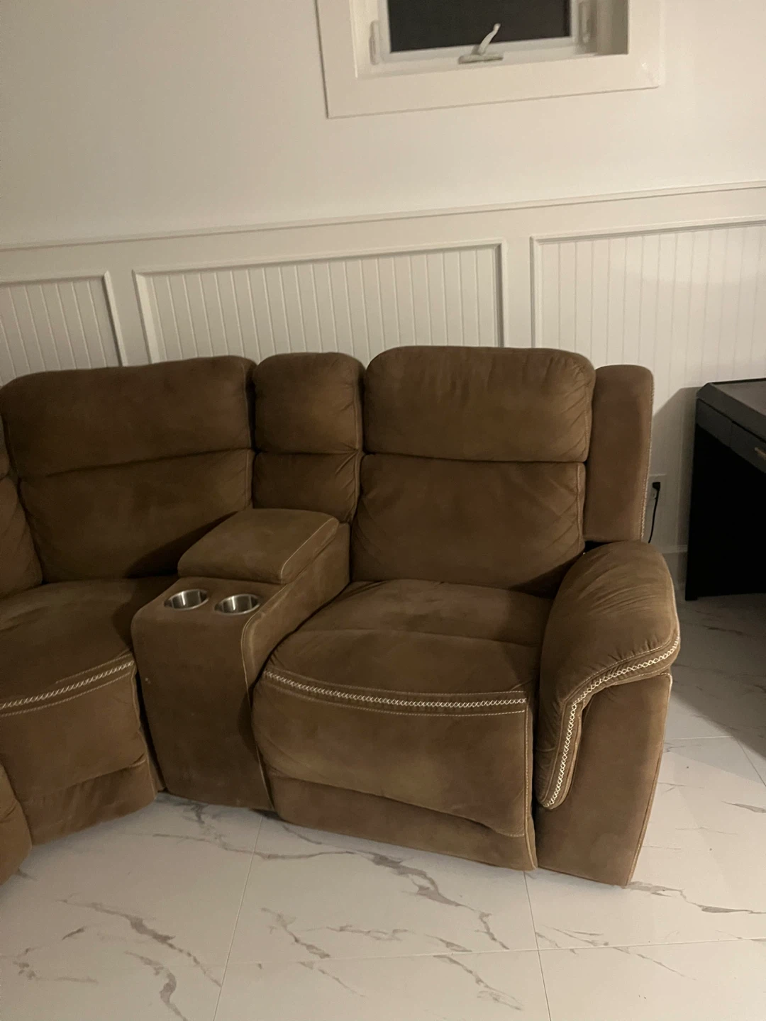 Brown Sectional Reclining Sofa with Cup Holders - photo 2