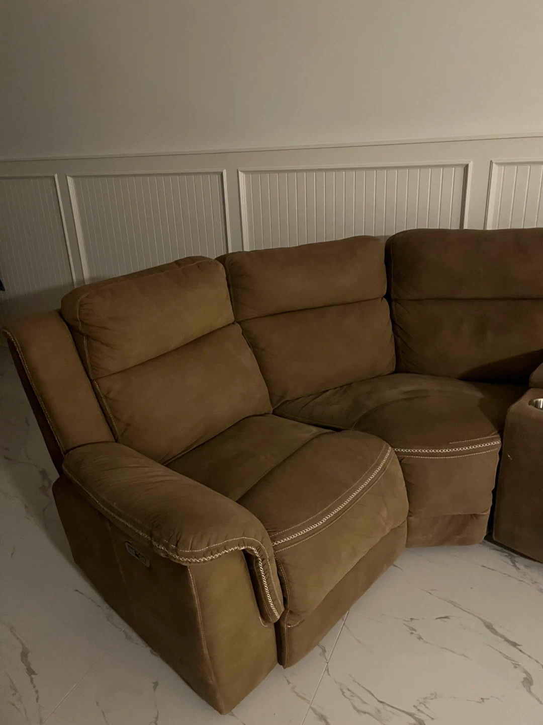 Brown Sectional Reclining Sofa with Cup Holders - photo 4