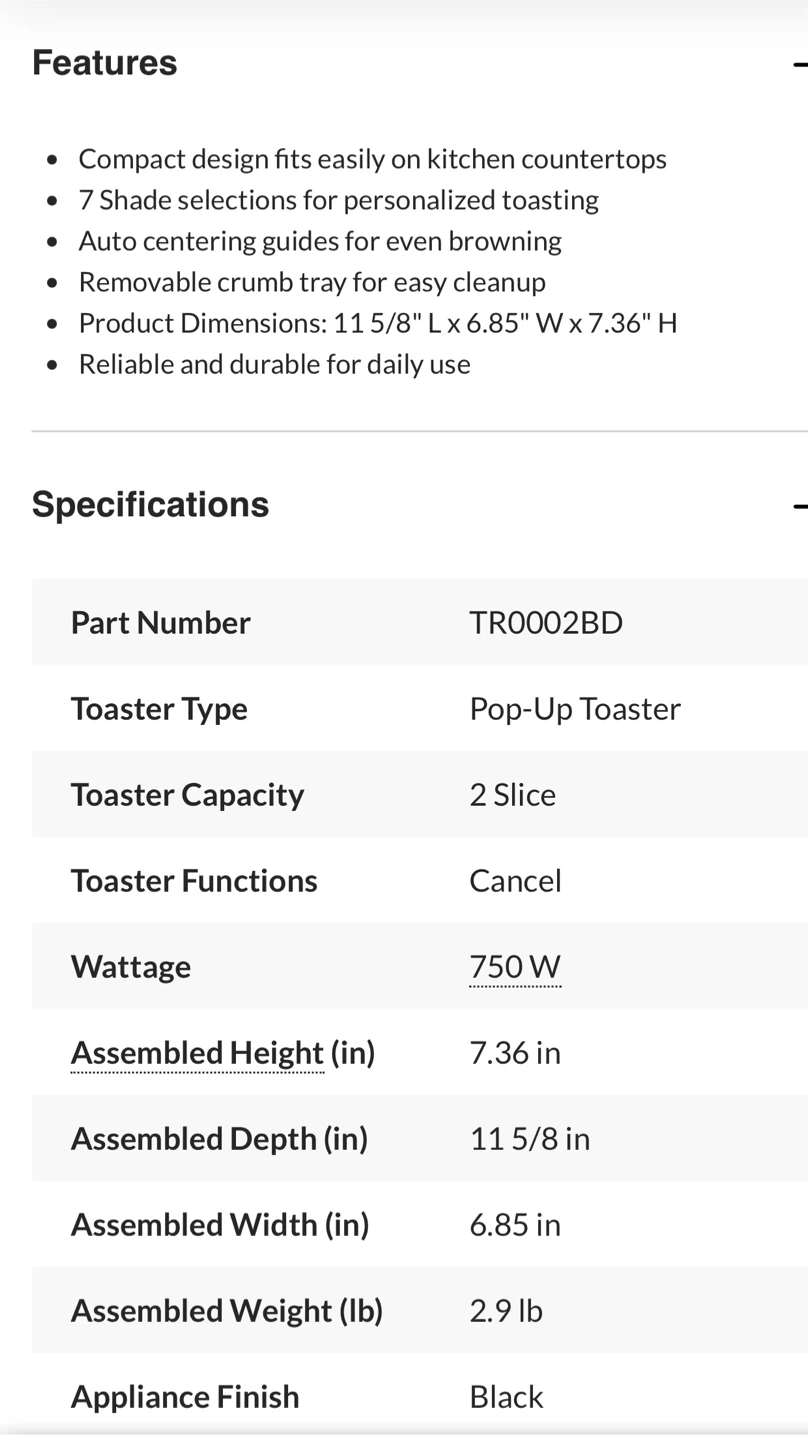Black & Decker Classic 2-Slice Toaster - photo 3