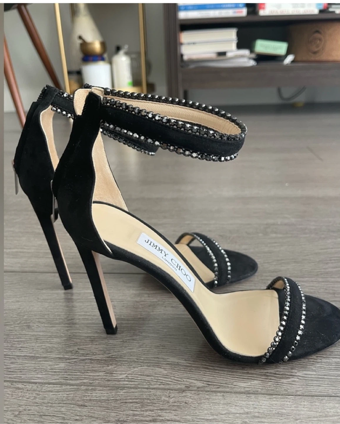 Jimmy Choo Dochas Suede Crystal Embellished Heels Size 39 - photo 2